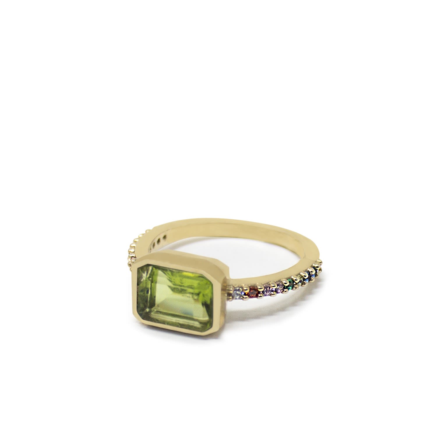 Luccichio Gold Vermeil Peridot Rainbow Ring