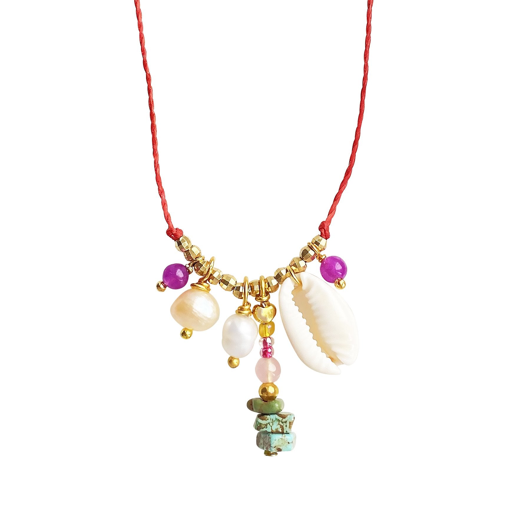 Cowrie Pearl Turquoise Necklace Kaira