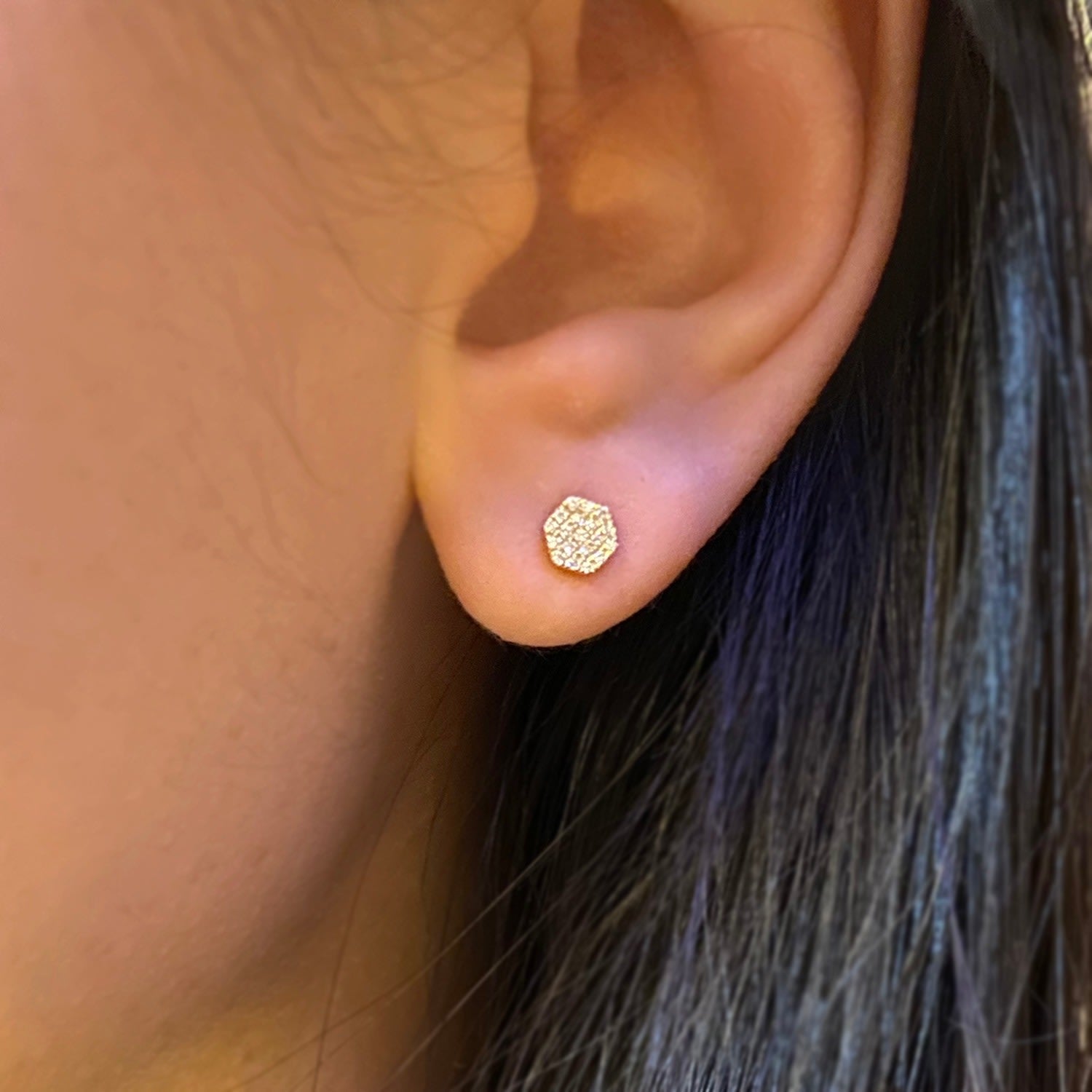 Hex Diamond Studs - Rose Gold
