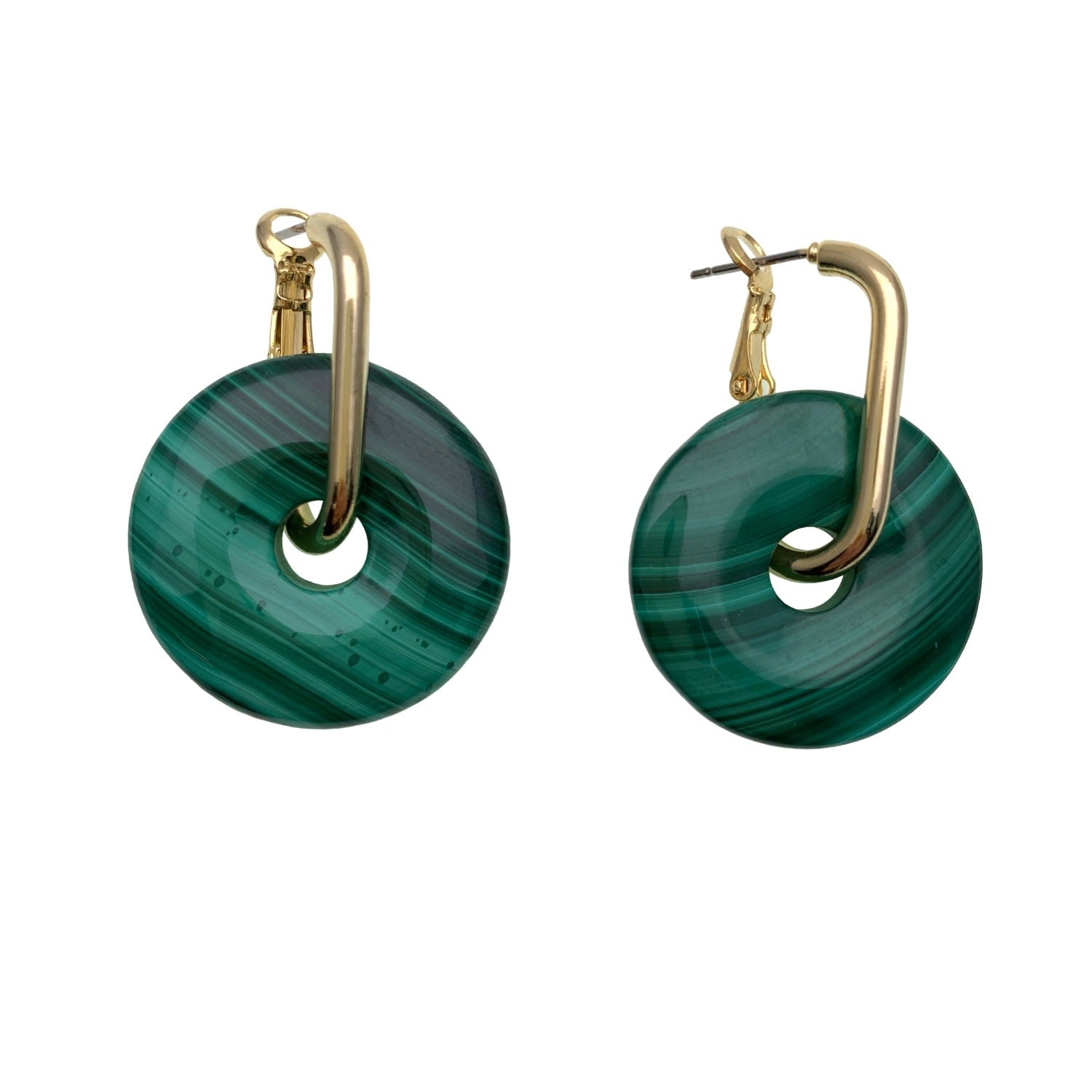 Round Malachite Modern Earrings