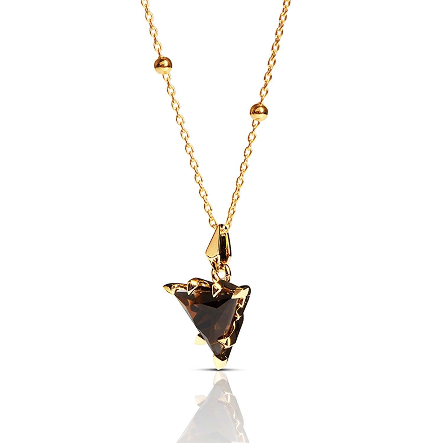 Trillion Pendant - Gold & Smokey Topaz