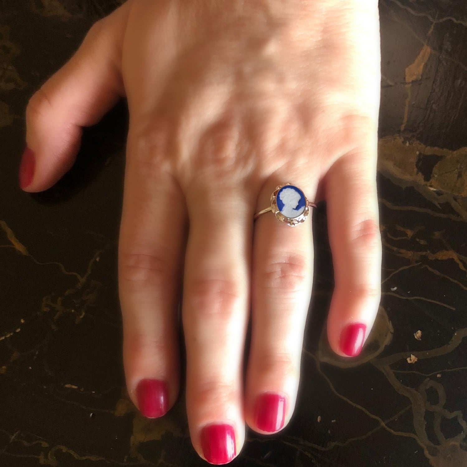 Blue Mini Cameo Stacking Ring