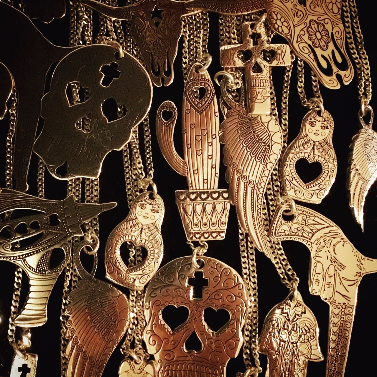 Medium Gold Hand Gun Pendant Necklace