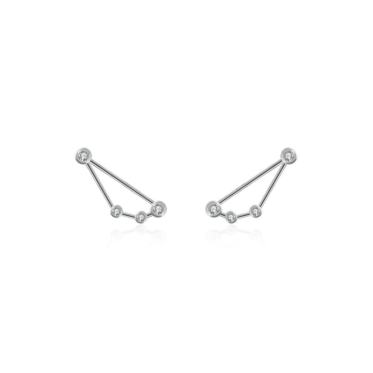 Capricorn Zodiac Constellation Earring 18K White Gold & Diamond