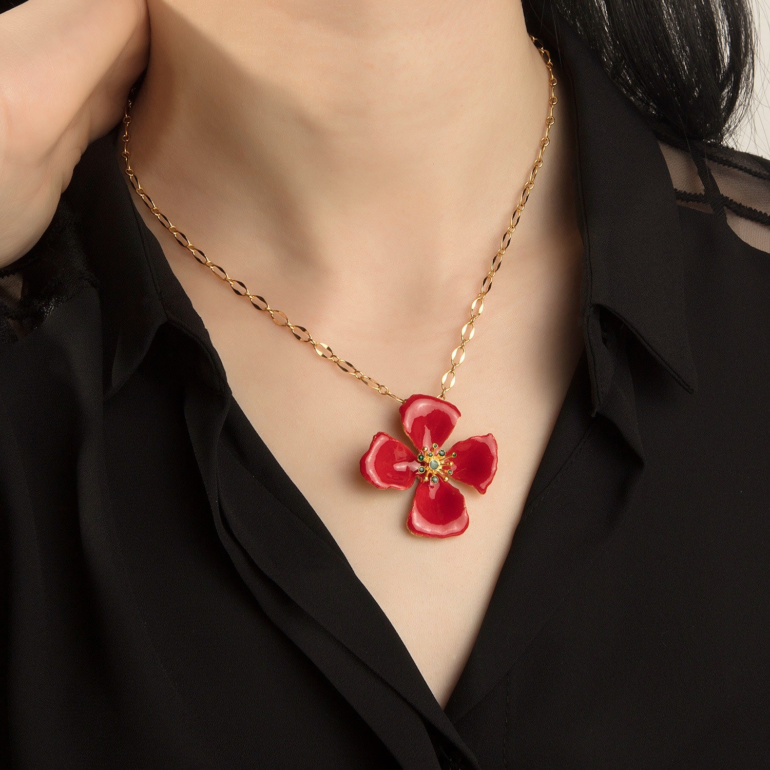 Red Hibiscus Flower Necklace