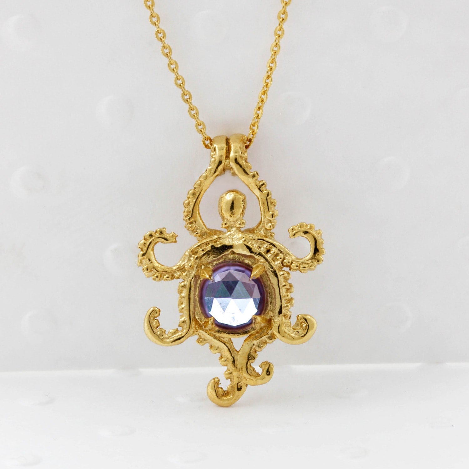 Octopus Alexandrite Necklace - Gold