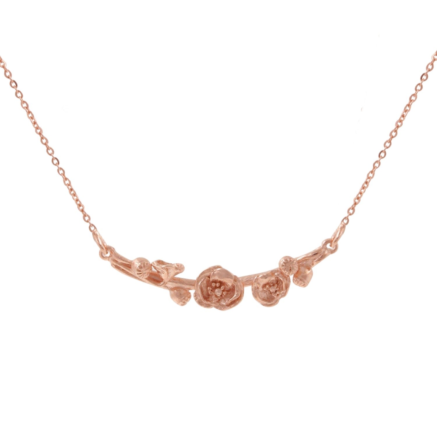 Poppy & Poppy Seedpod Necklace - Rose Gold