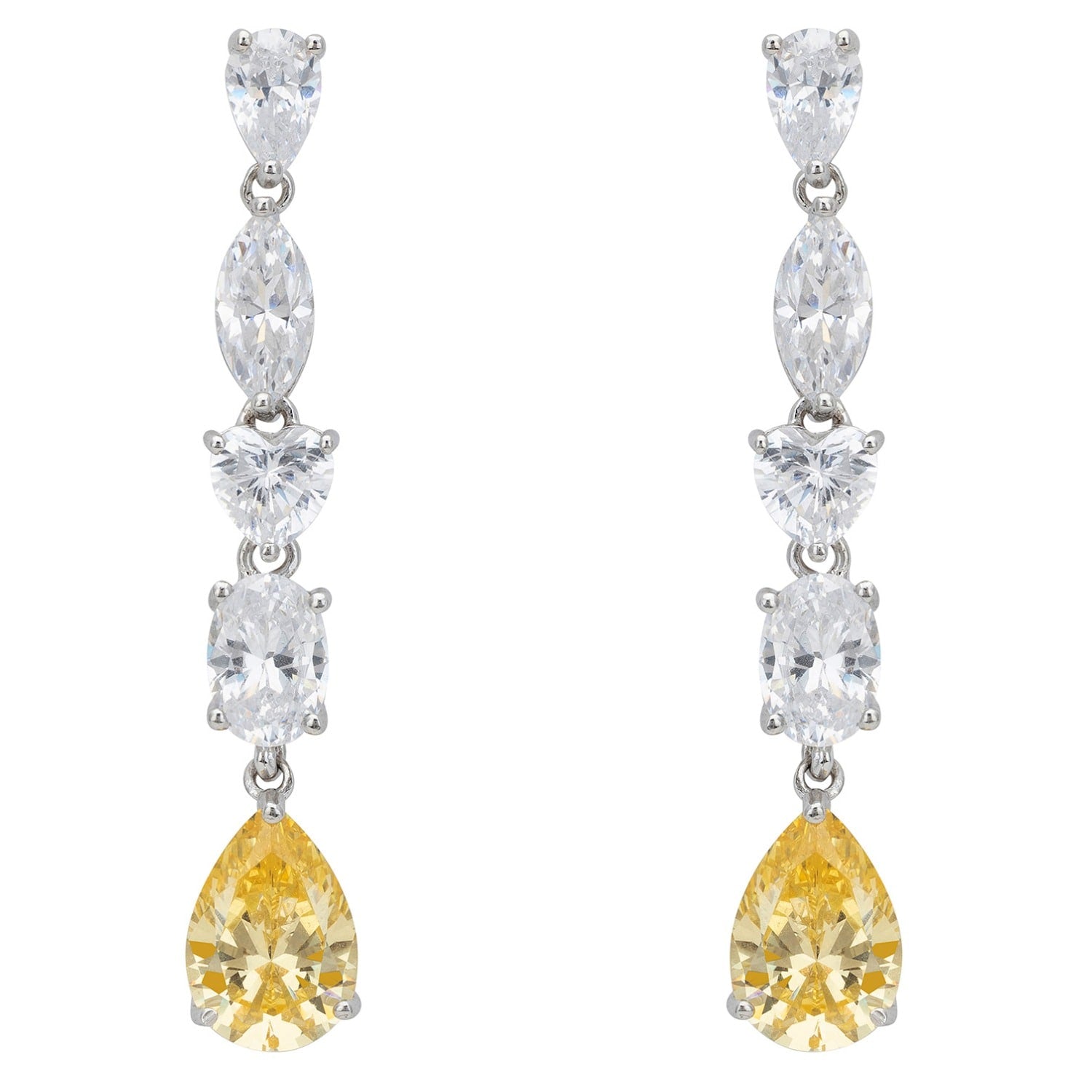 Knightley Drop Earrings Yellow Topaz Silver