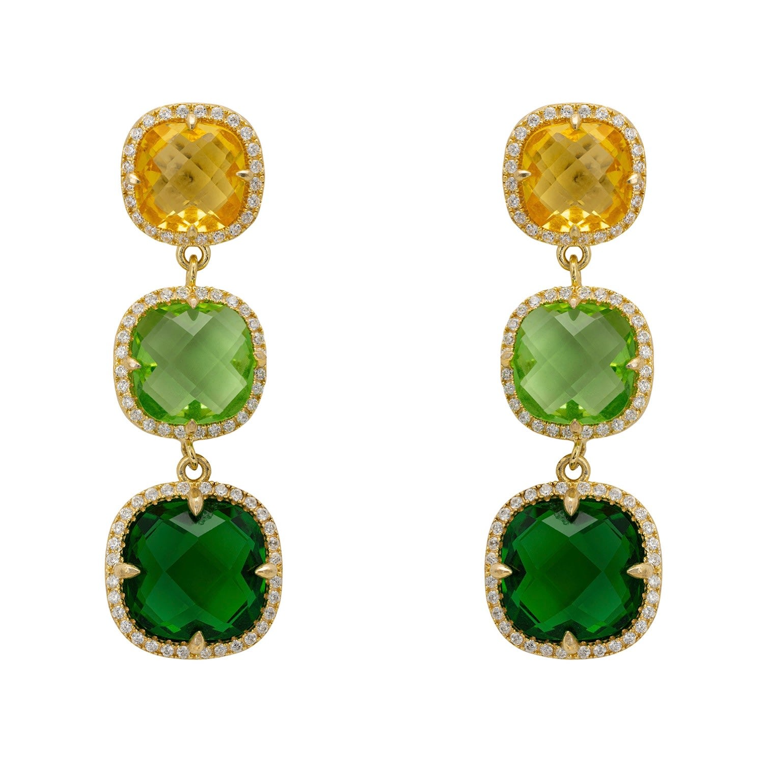 Knightsbridge Earrings Gold Green Citrus
