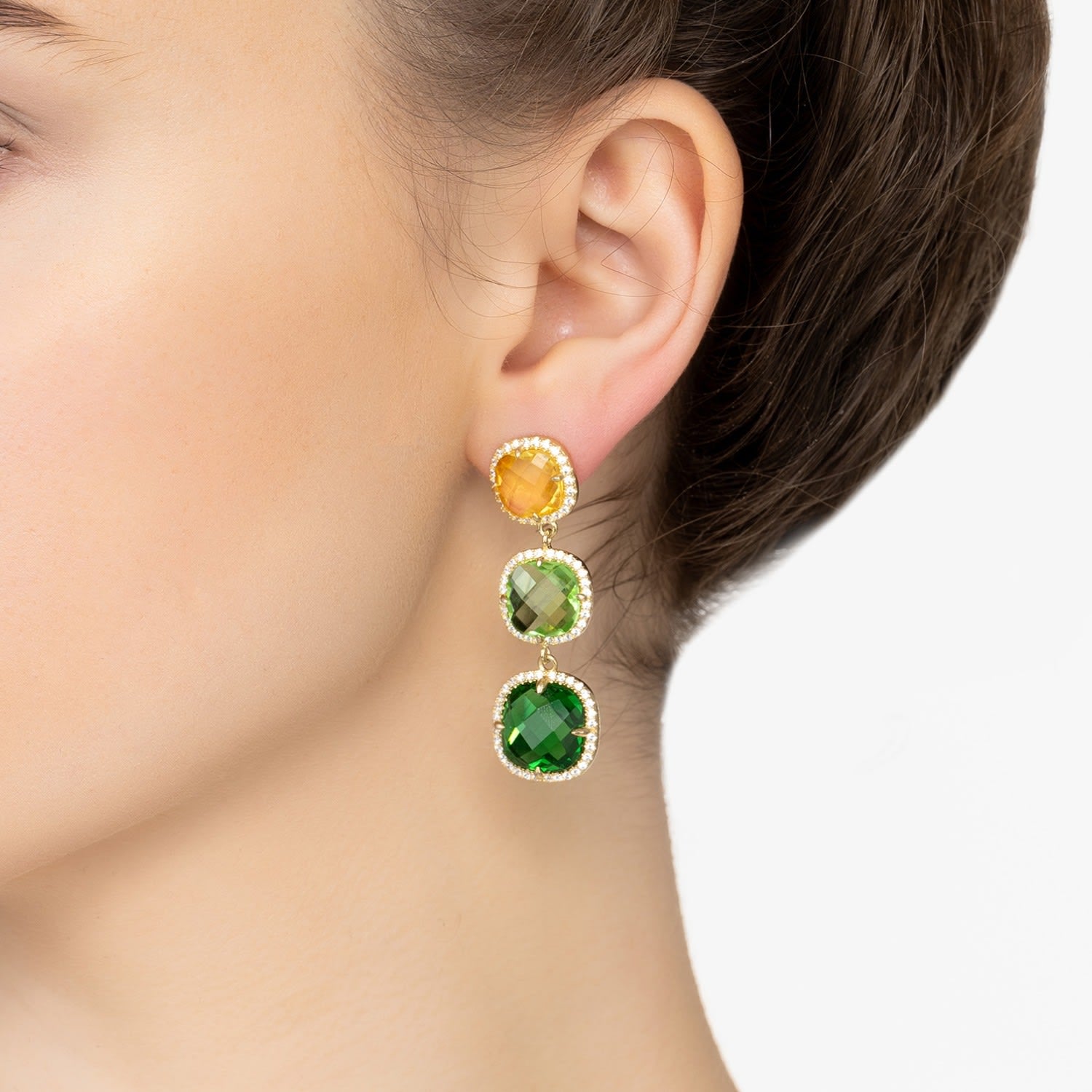Knightsbridge Earrings Gold Green Citrus