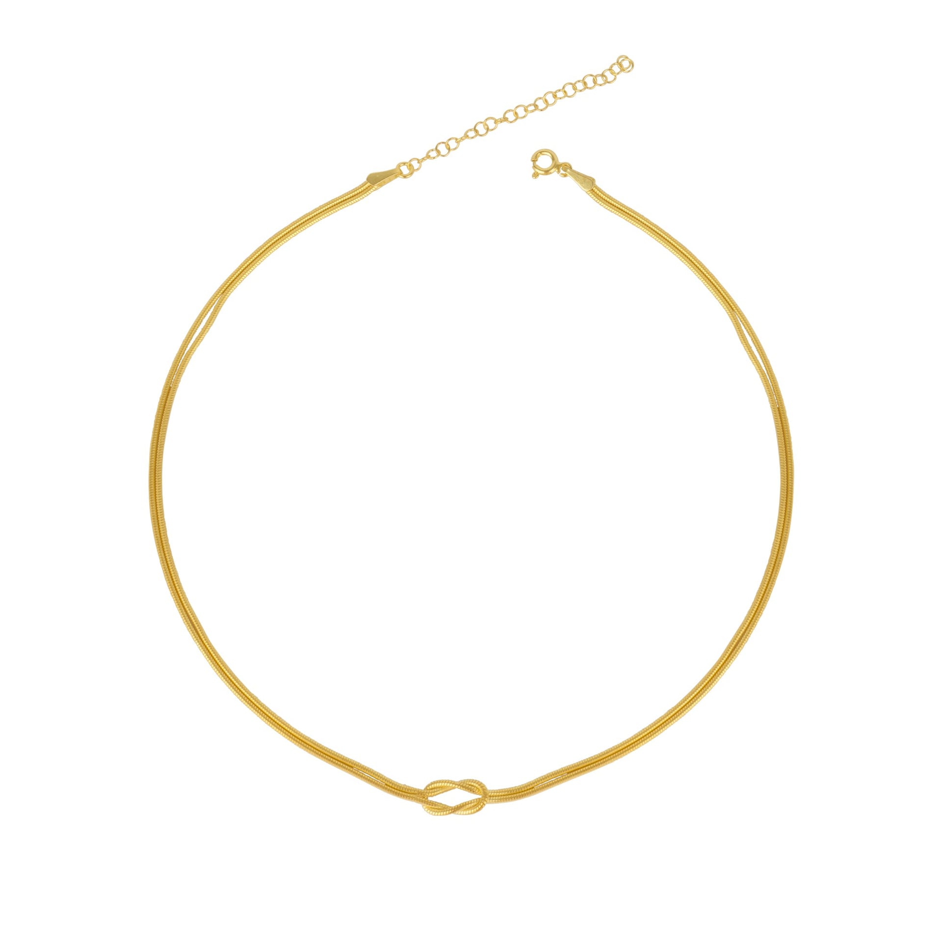 Knot Chain Choker Necklace In Sterling Silver - Gold