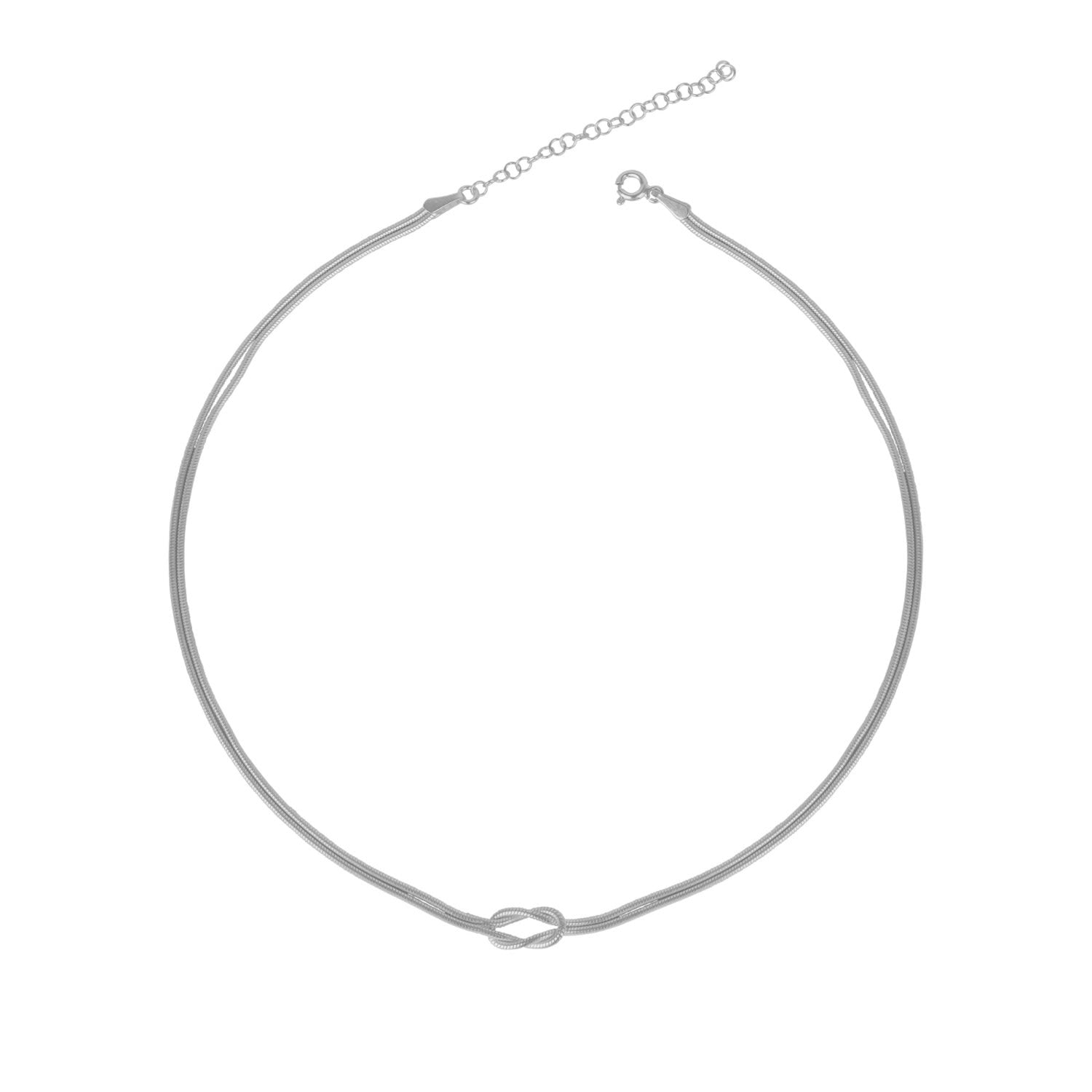 Knot Chain Choker Necklace In Sterling Silver - Silver