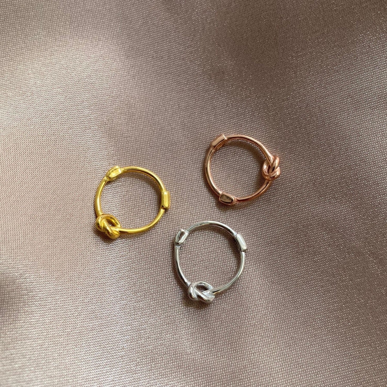 Knot Hoop Sterling Silver Earring - Gold