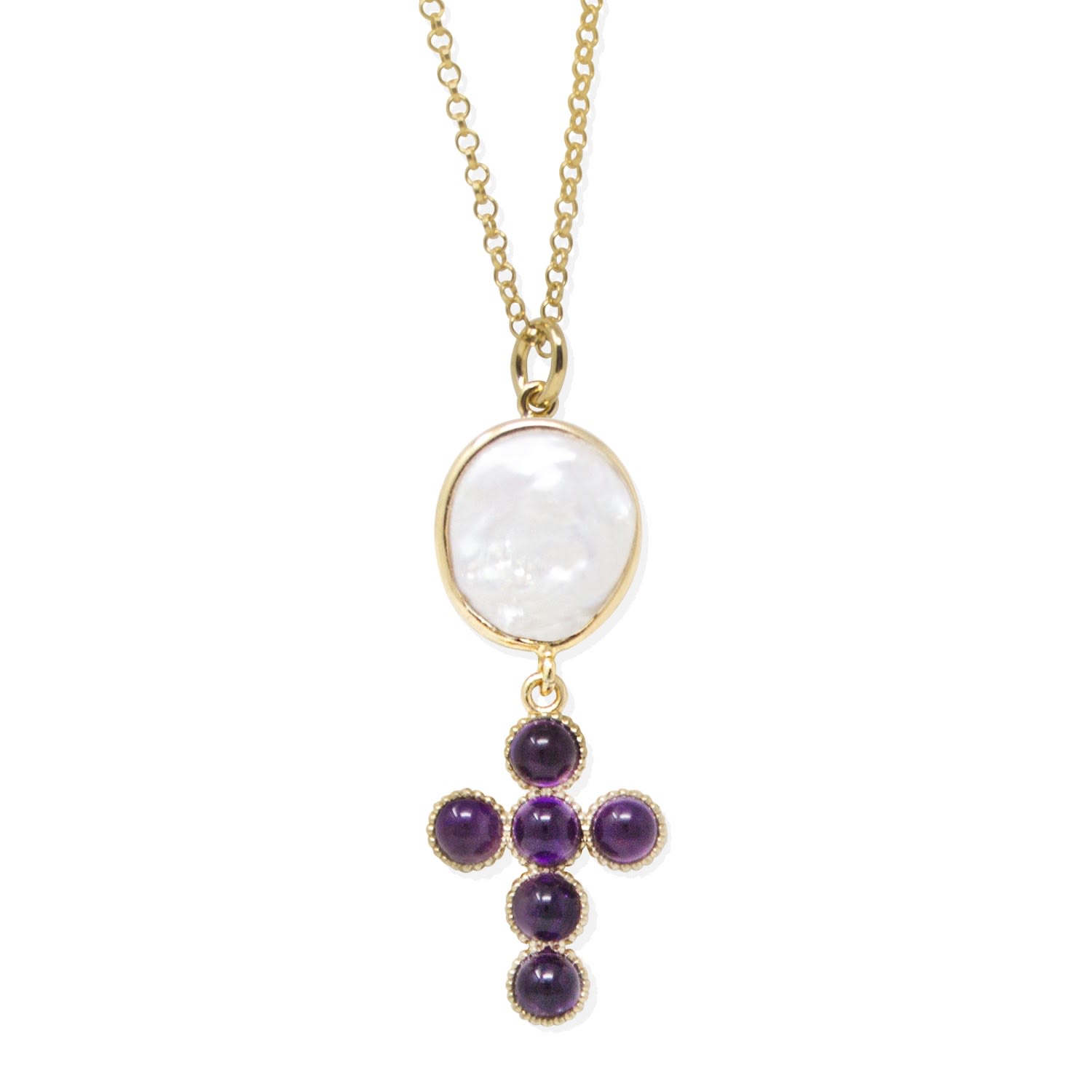 Hope Gold-Plated Amethyst Cross Necklace
