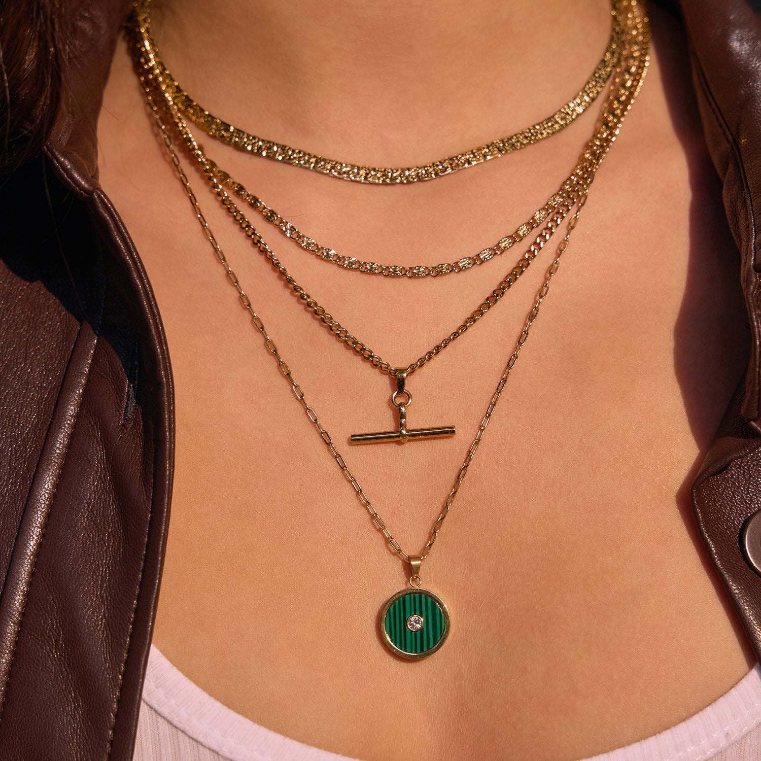 Koda Gold Necklace - Malachite
