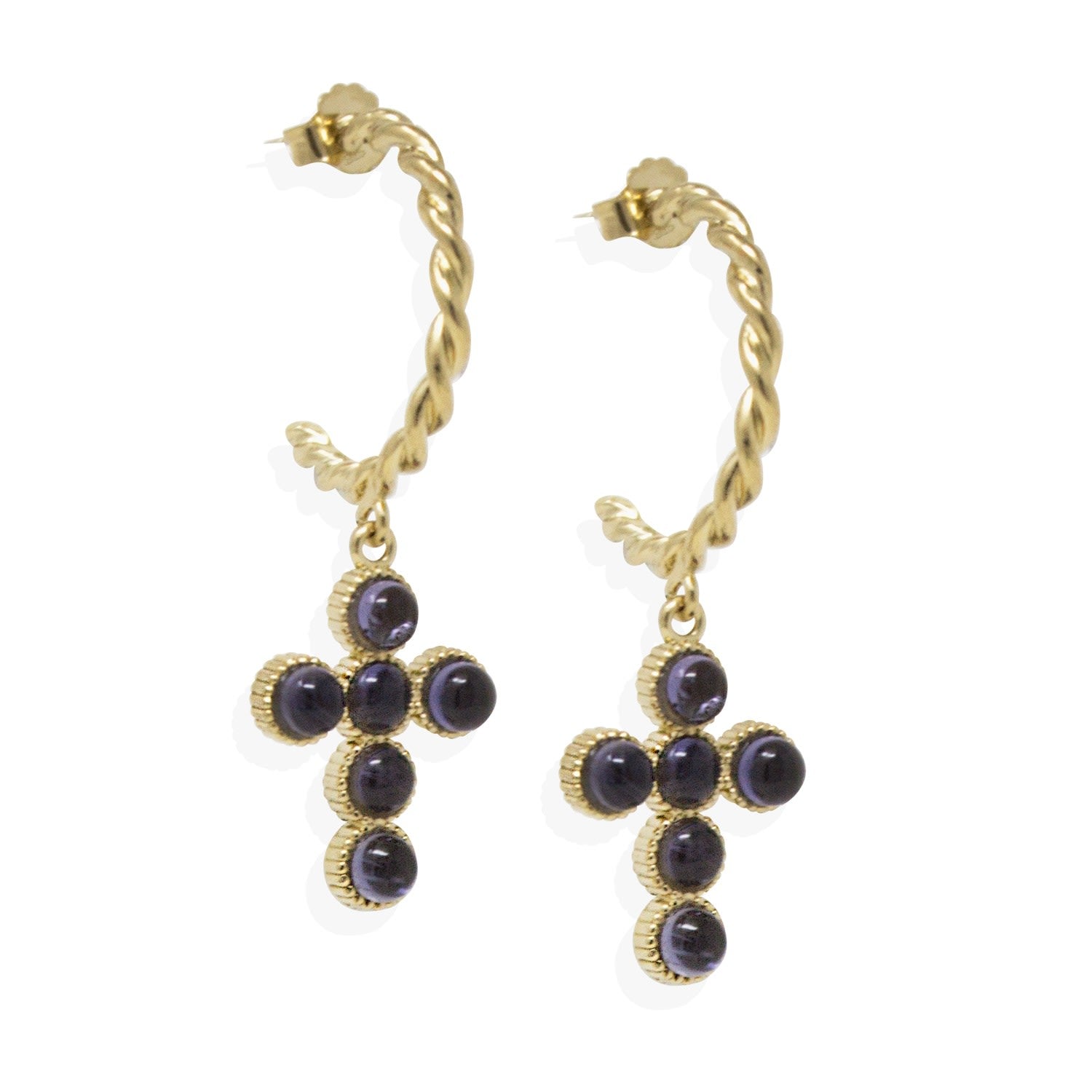 Hope Gold-Plated Iolite Hoop Earrings