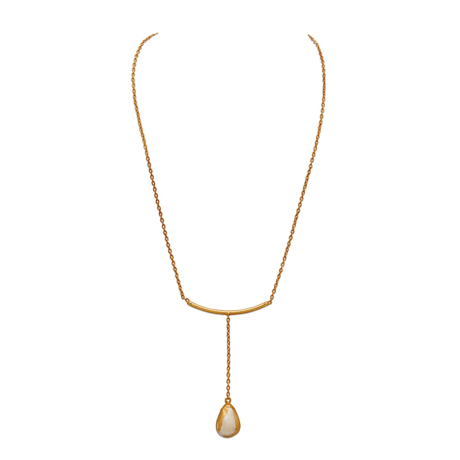 Gold Ona Pendant With Baroque Pearls