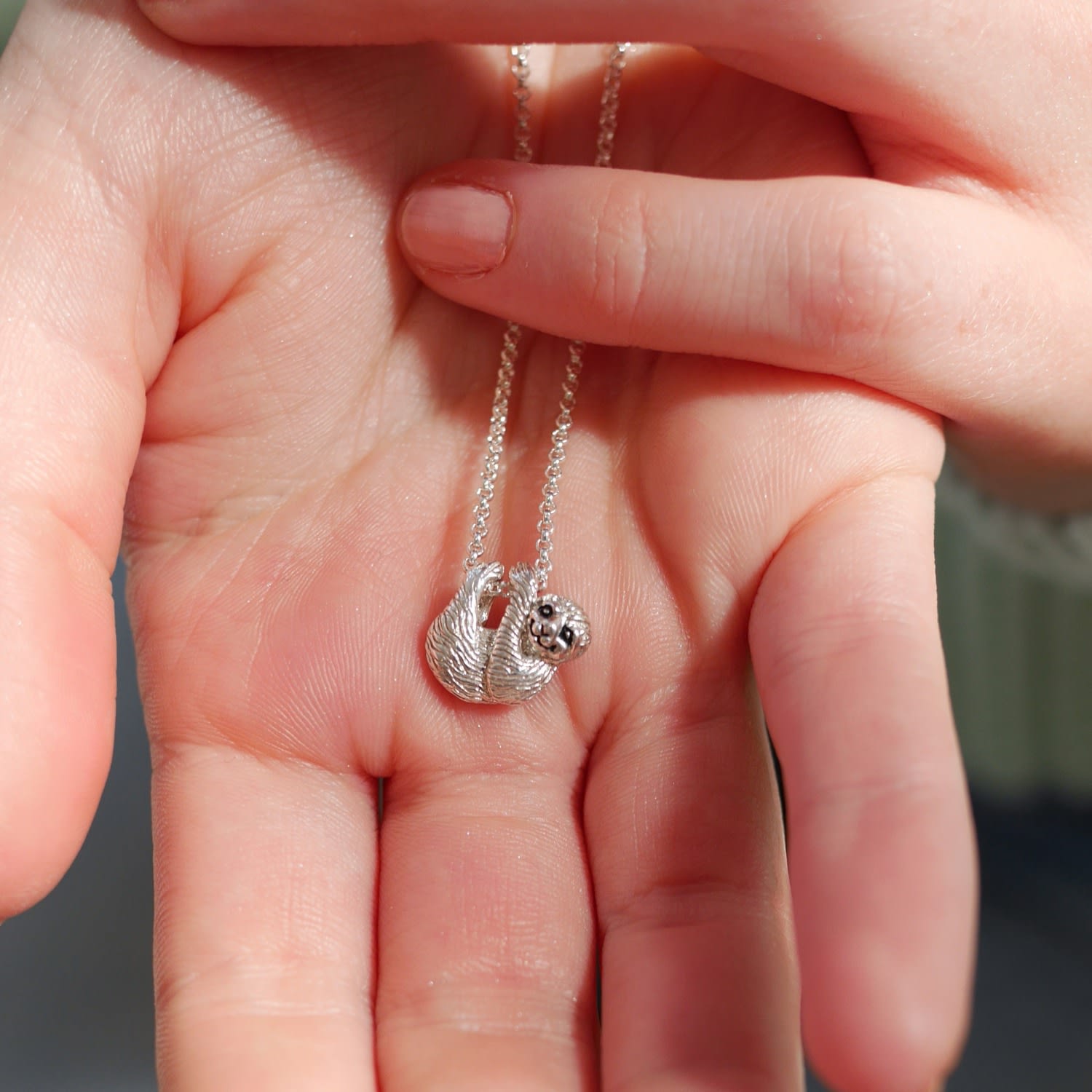 Sterling Silver Sloth Charm Necklace