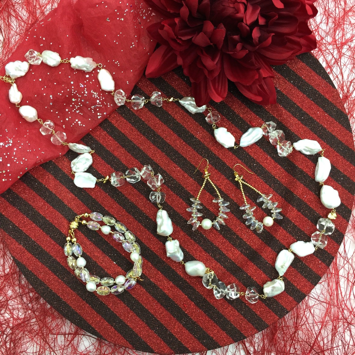 Freshwater Pearls With White Quartz & Crystal Multi-Way Necklace