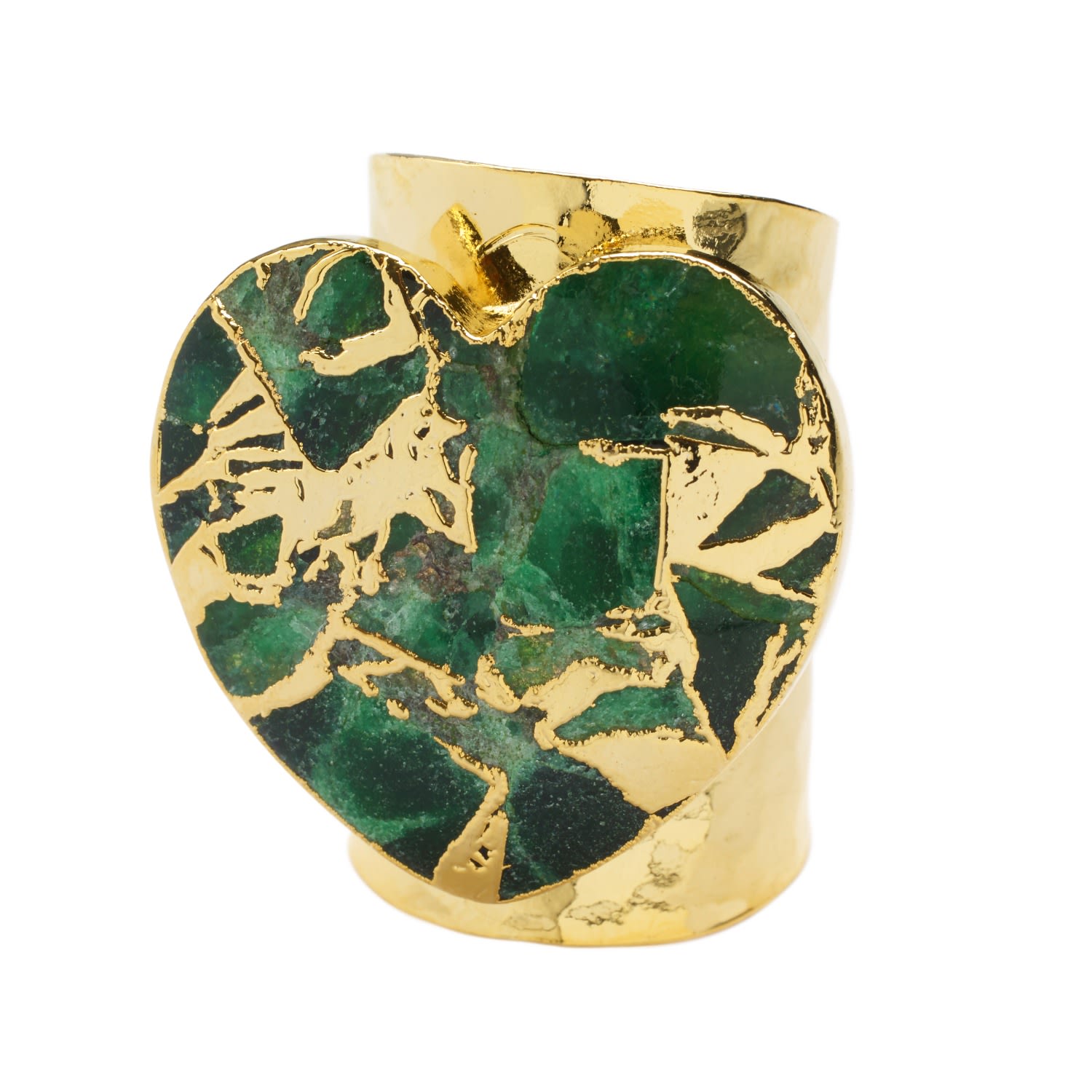 Molten Heart Longline Green Stone Gold Ring