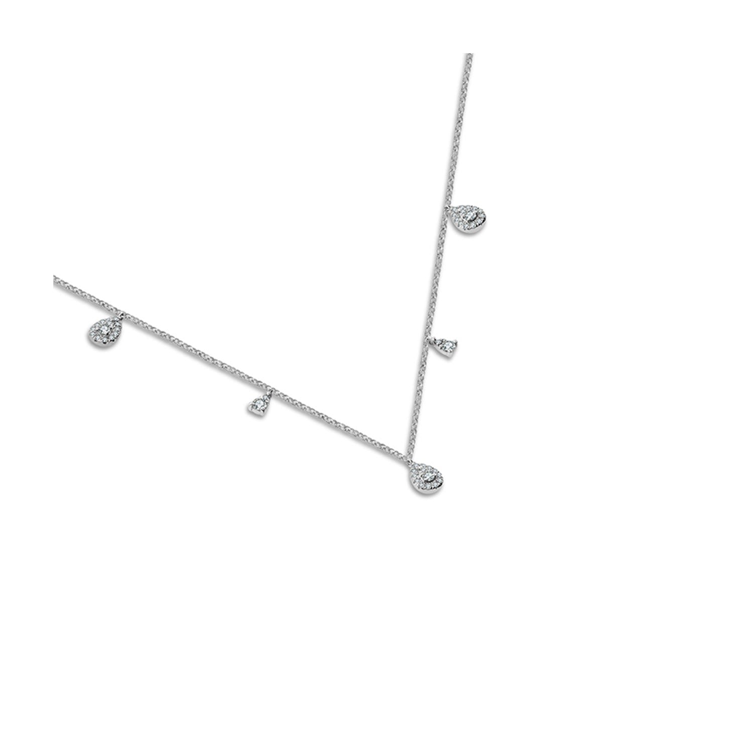 18K White Gold Drop Shape Diamond Necklace / Choker