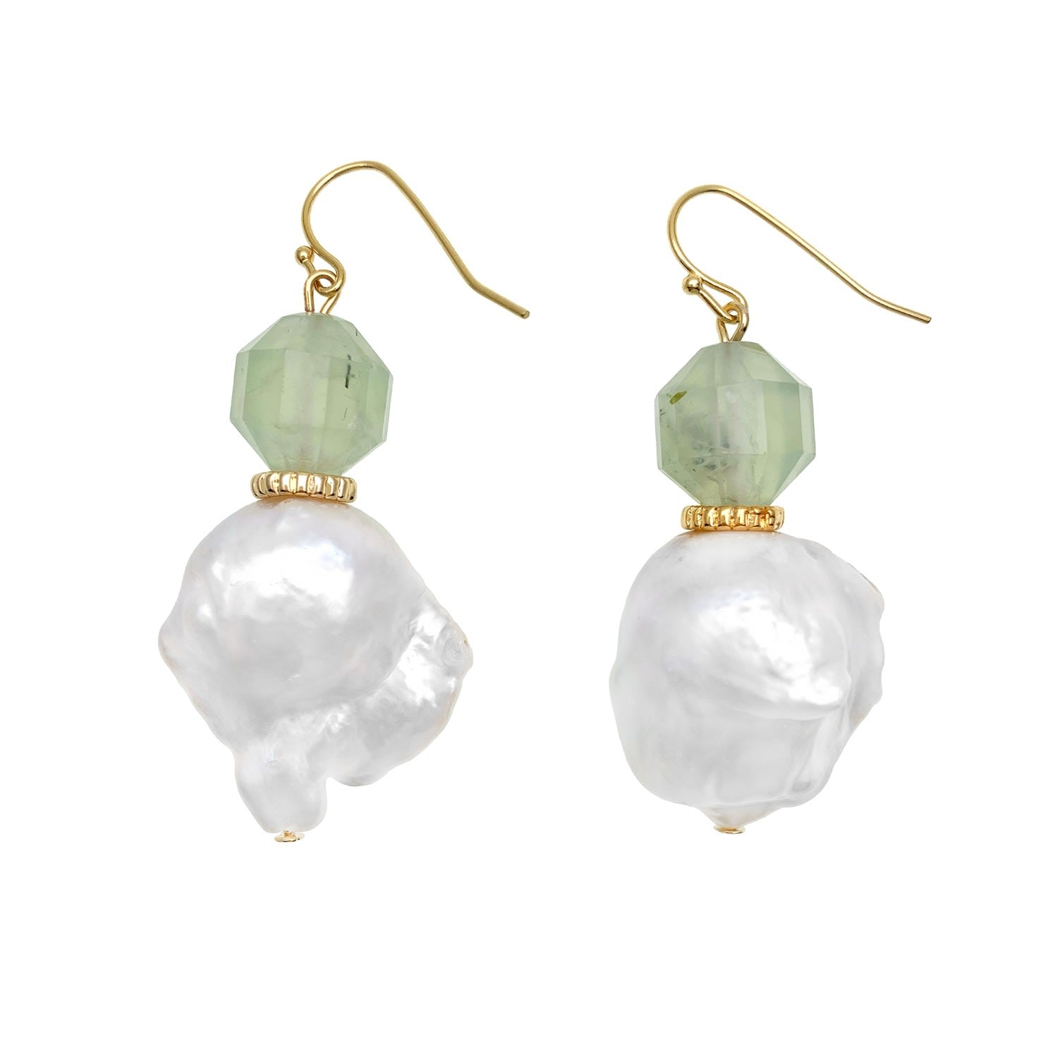 Olivine With Baroque Pearl Hook Earrings
