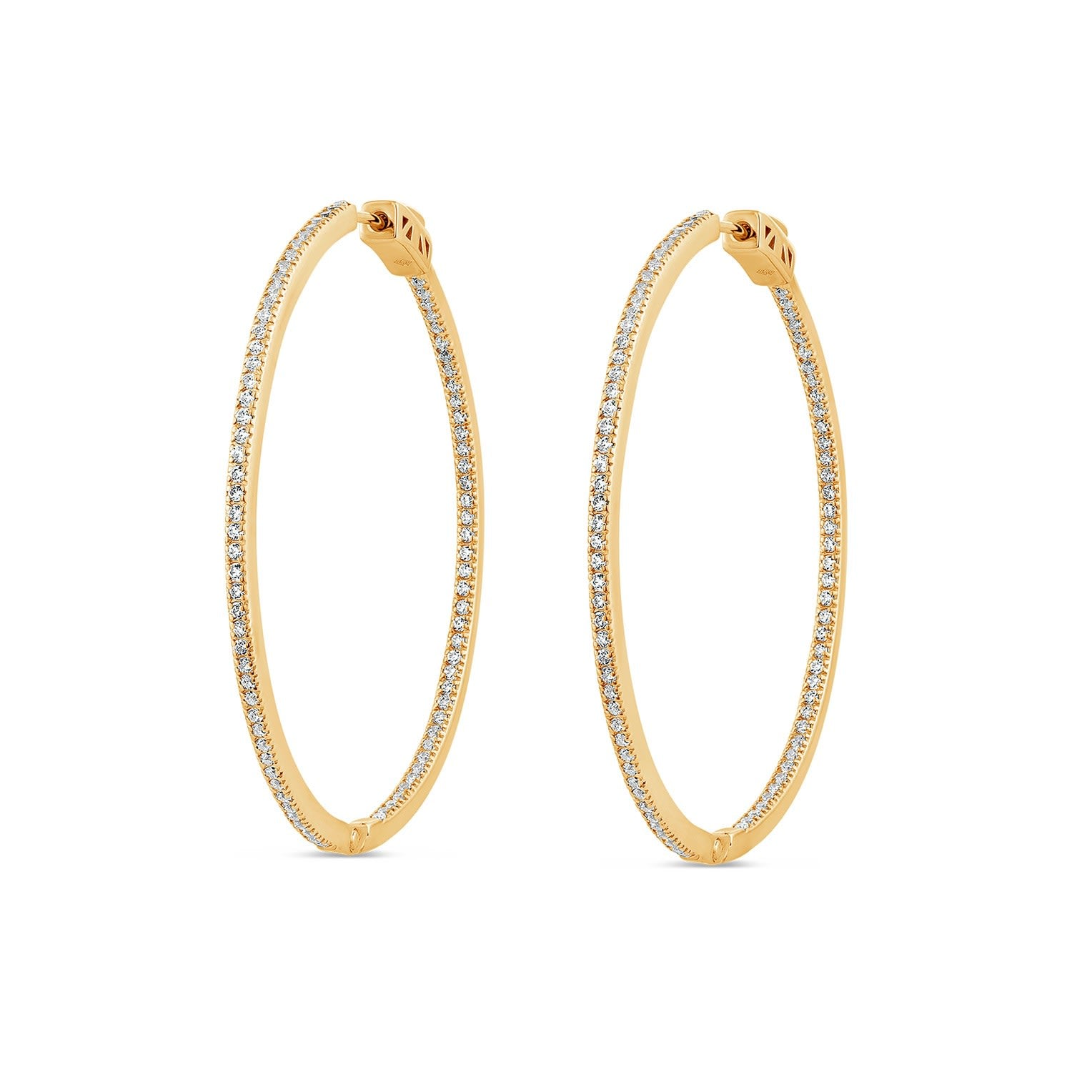 Light Hoop Earrings With Man Made Cz Diamond Stimulant In Sterling Silver & 18K Gold Vermeil