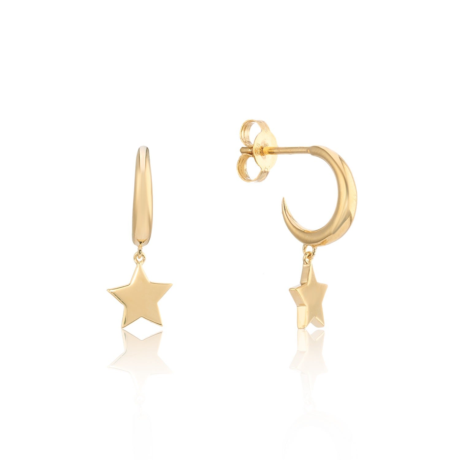 Alta Gold Vermeil Moon Hoop Earrings With Star Drops