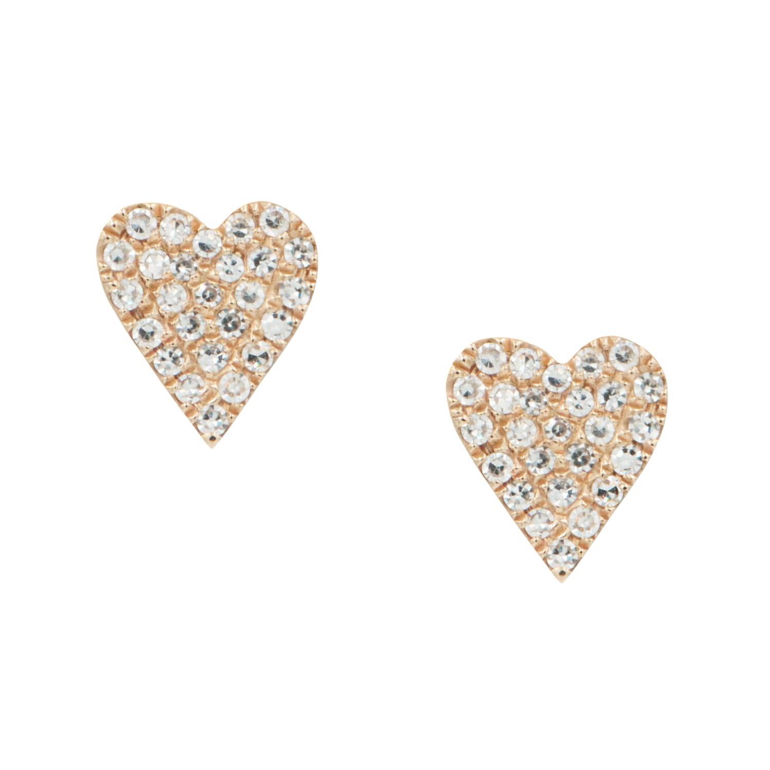 14K Rose Gold & Diamond Heart Earrings