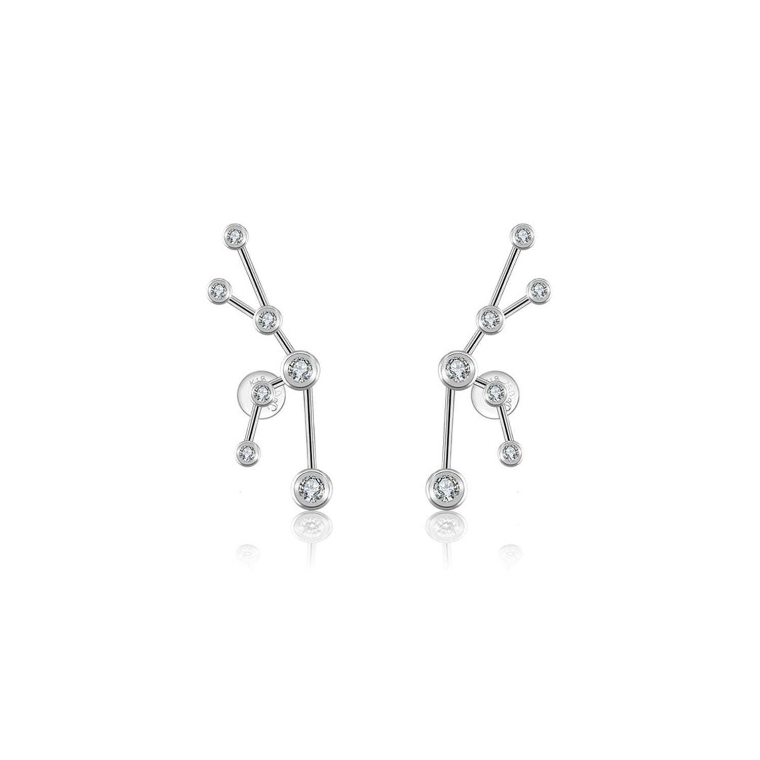 Taurus Zodiac Constellation Earring 18K White Gold & Diamond
