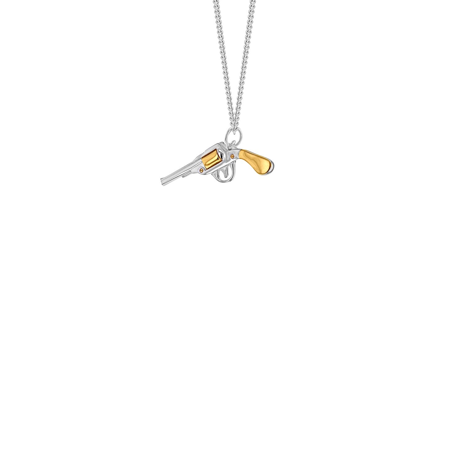 Sterling Silver & 18Kt Gold-Plated 2 Tone Retro Pistol Mini Pendant