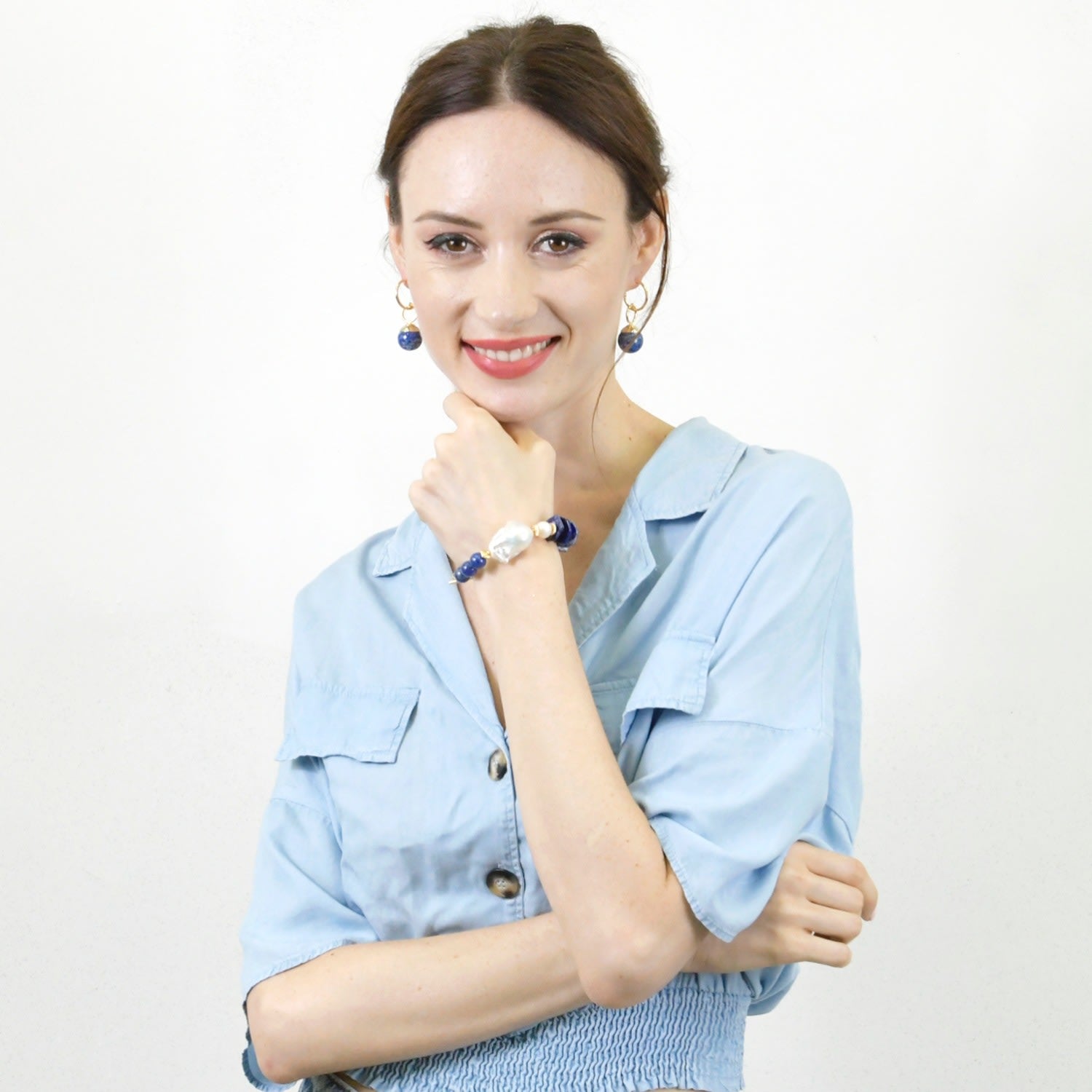 Baroque Pearl & Lapis Bracelet