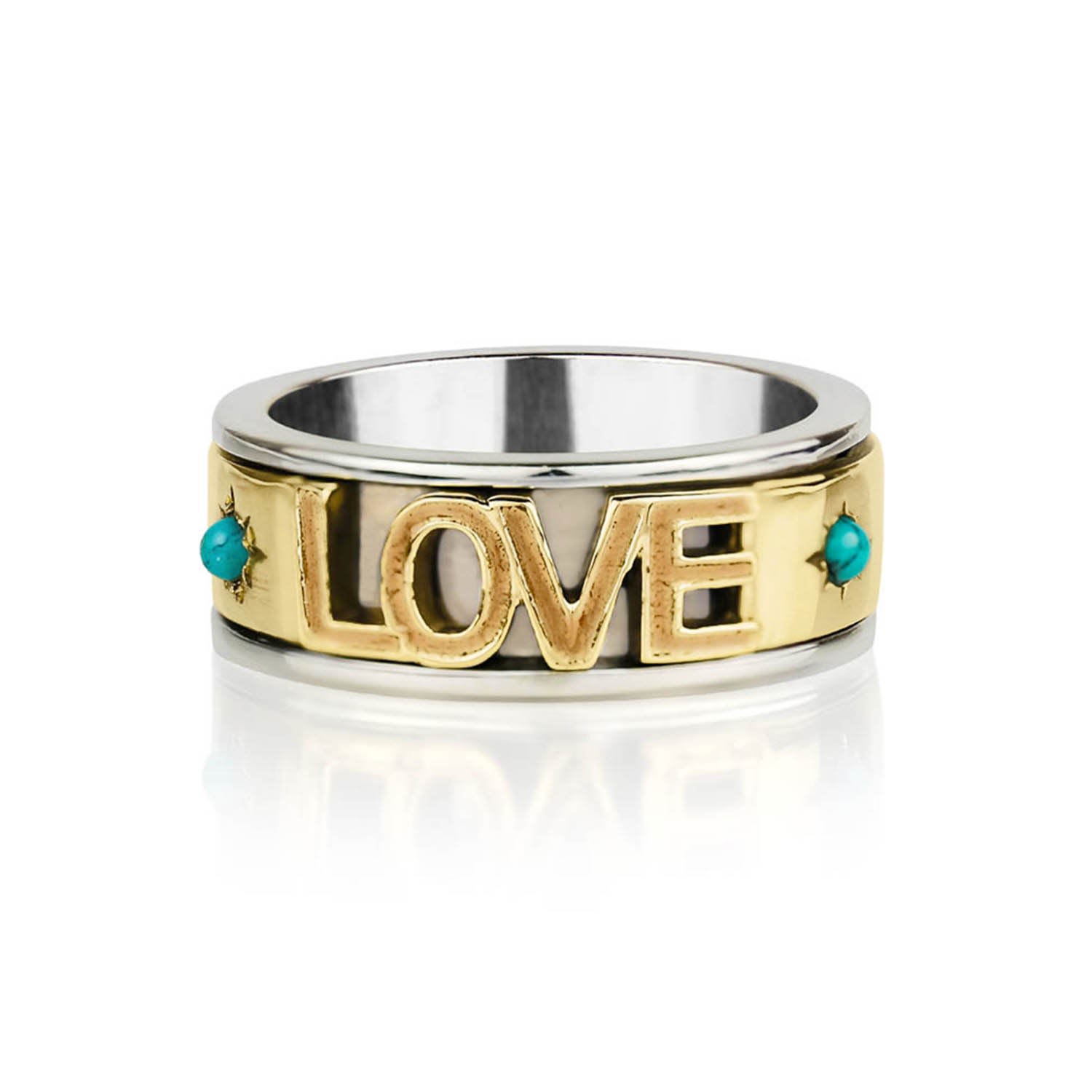 Love Rocks Silver Spinning Ring - Turquoise