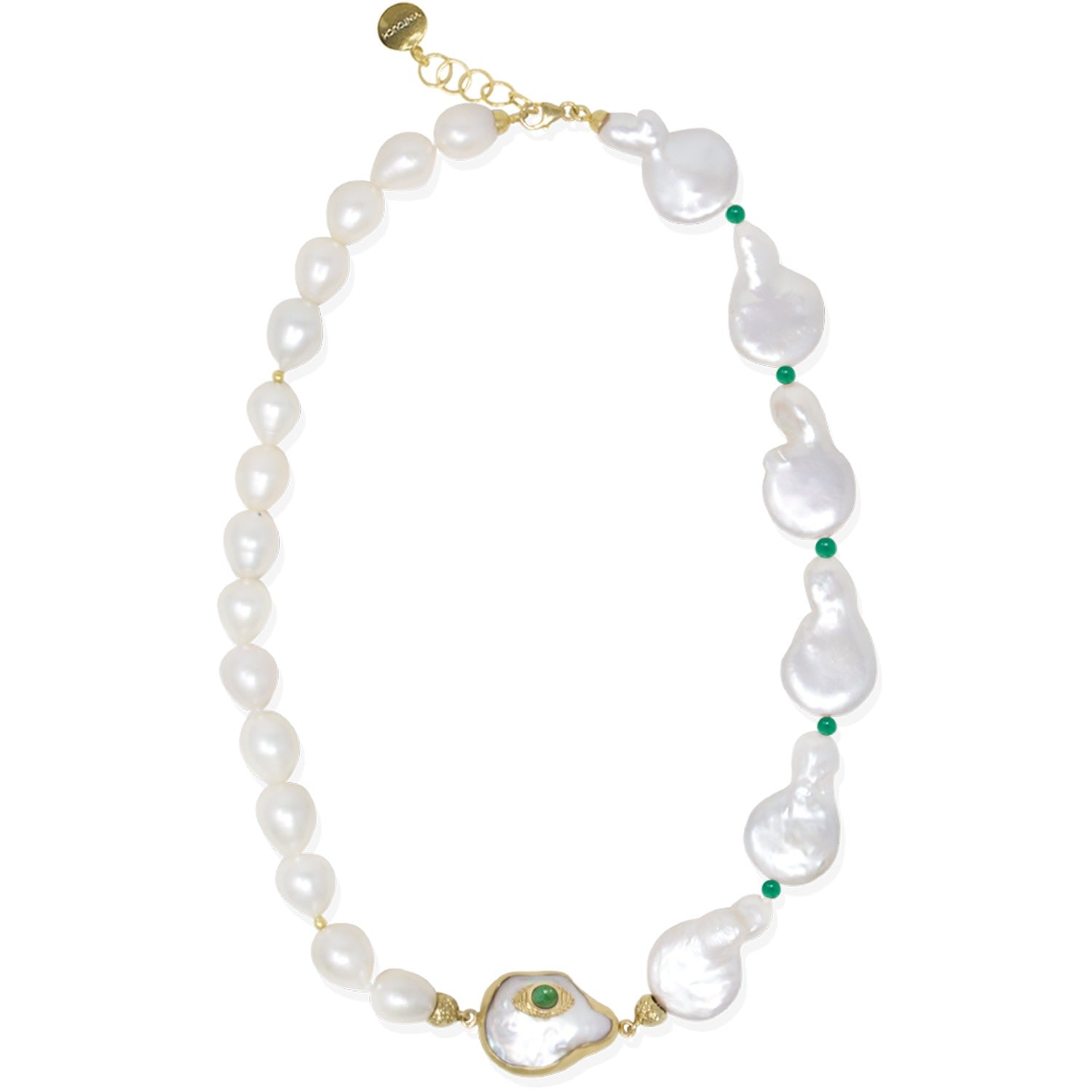 The Eye Gold-Plated Emerald & Pearl Statement Necklace