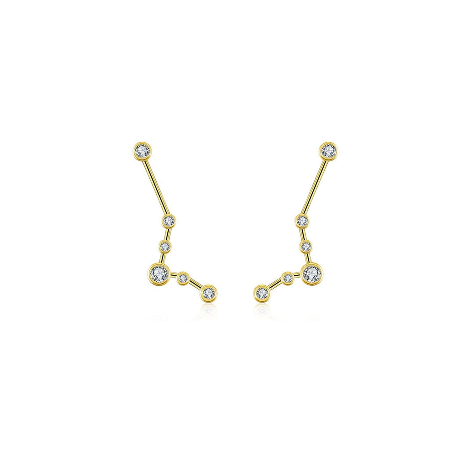 Pisces Zodiac Constellation Earring 18K Yellow Gold & Diamond
