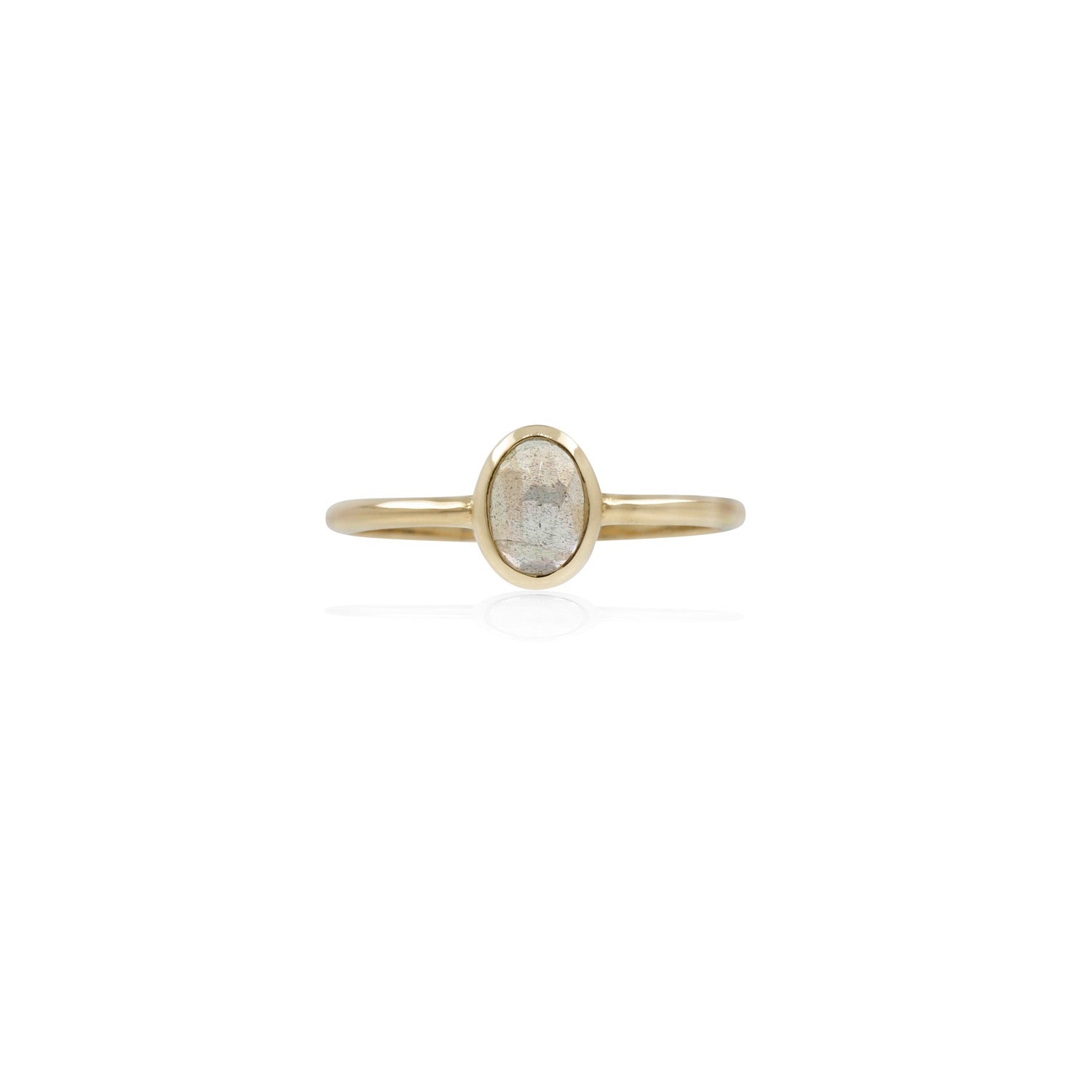 Labradorite Rose Cut Ring - 9Ct Solid Gold