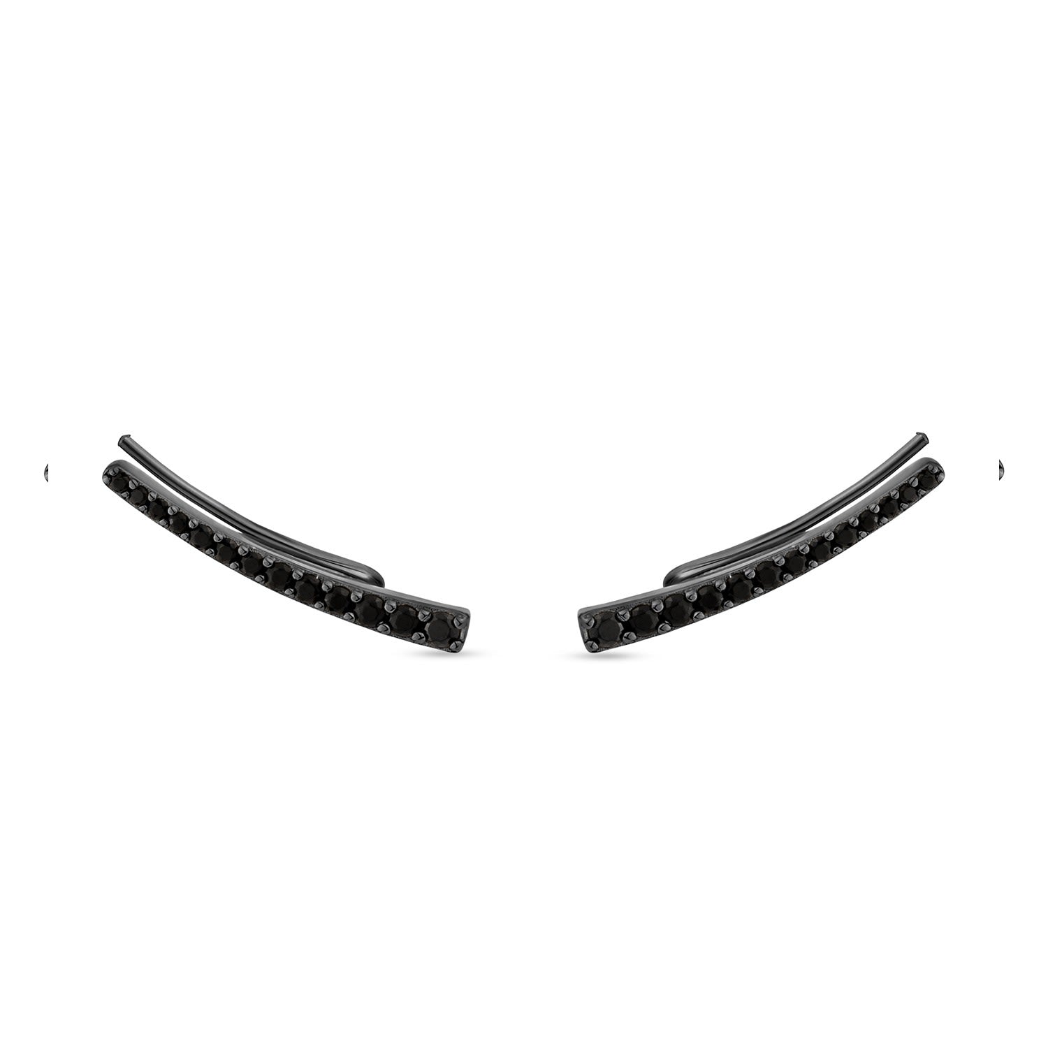 Naked Ear Climber With Man Made Black Cz Diamond Stimulant In Premium Black Rhodium