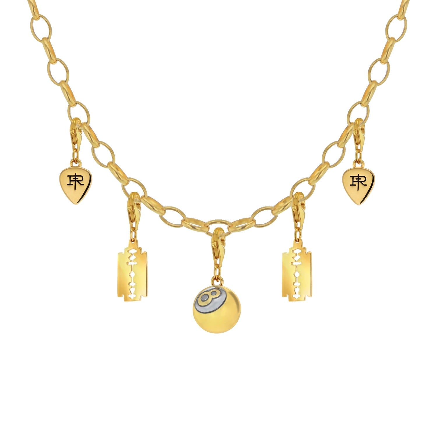 Belcher Charm Necklace Cast In Sterling Silver & 18Kt Gold Plated