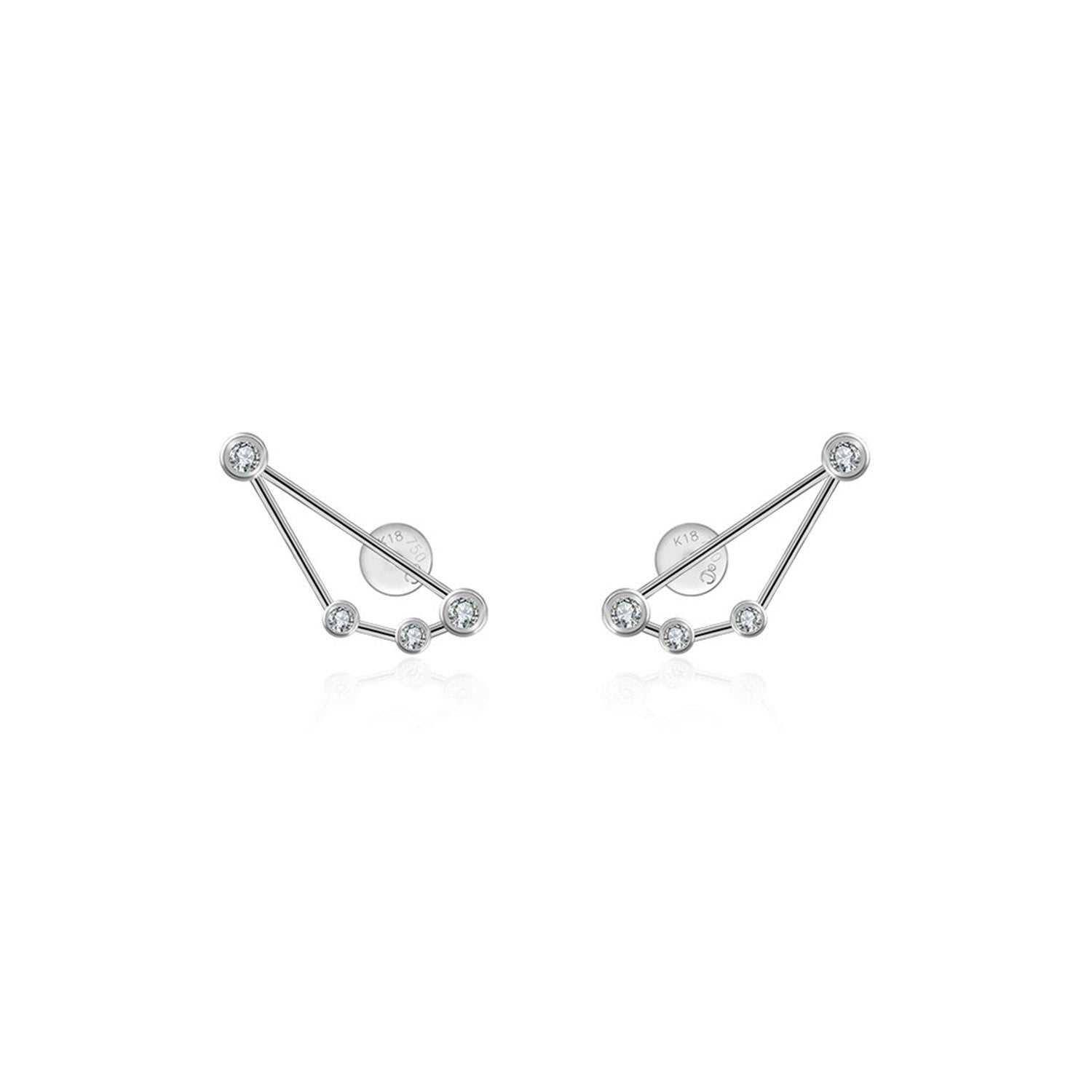 Capricorn Zodiac Constellation Earring 18K White Gold & Diamond