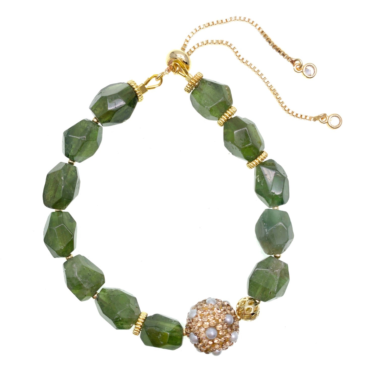Natural Diopside Adjustable Bracelet