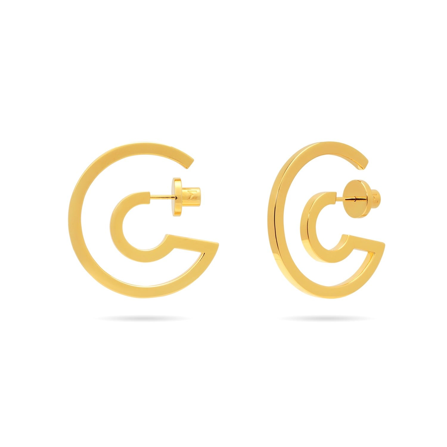 Unique Open Hoop And Huggie Earrings - Gold