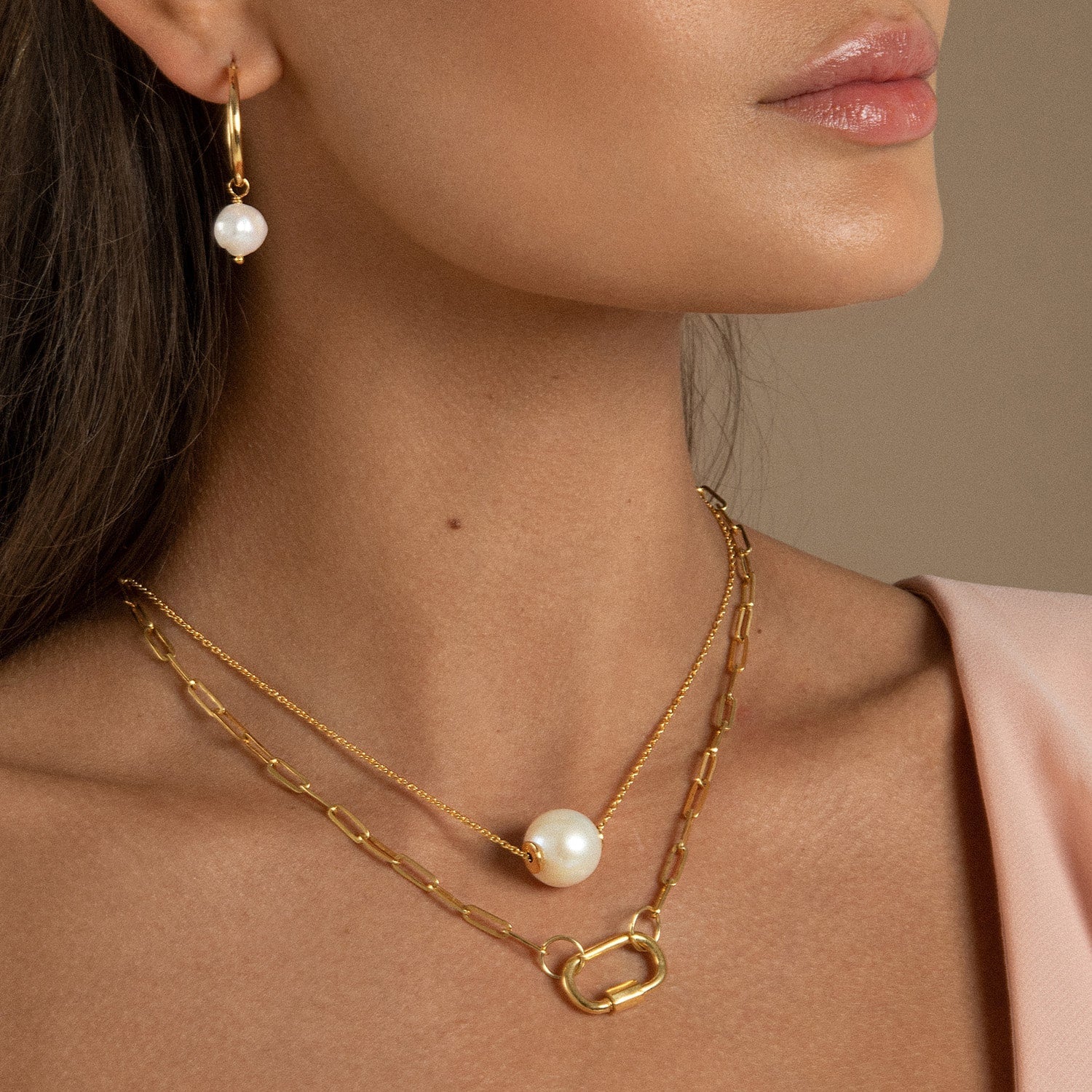Daphne Gold Paperclip Chain Necklace With Carabiner Lock