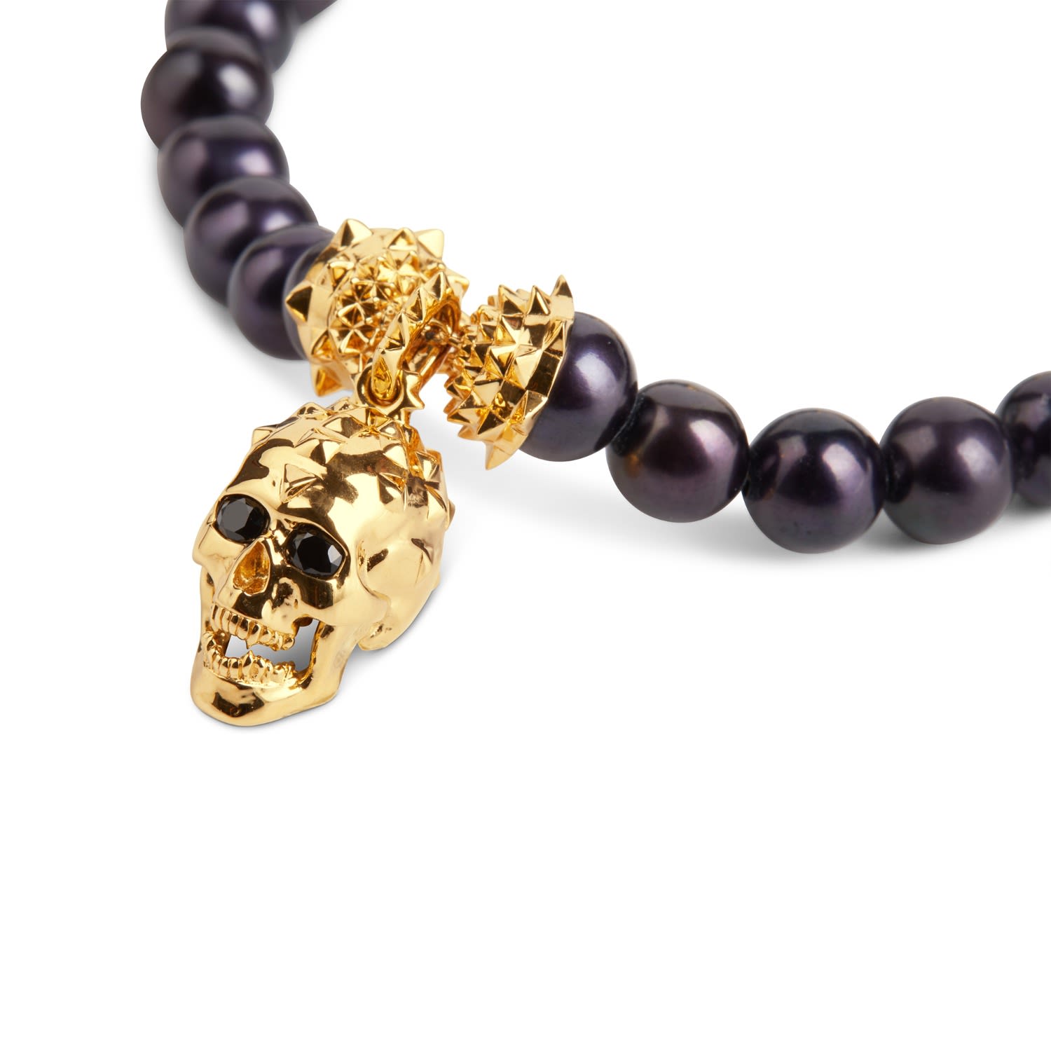 Skull Pearl Bracelet - Gold & Peacock