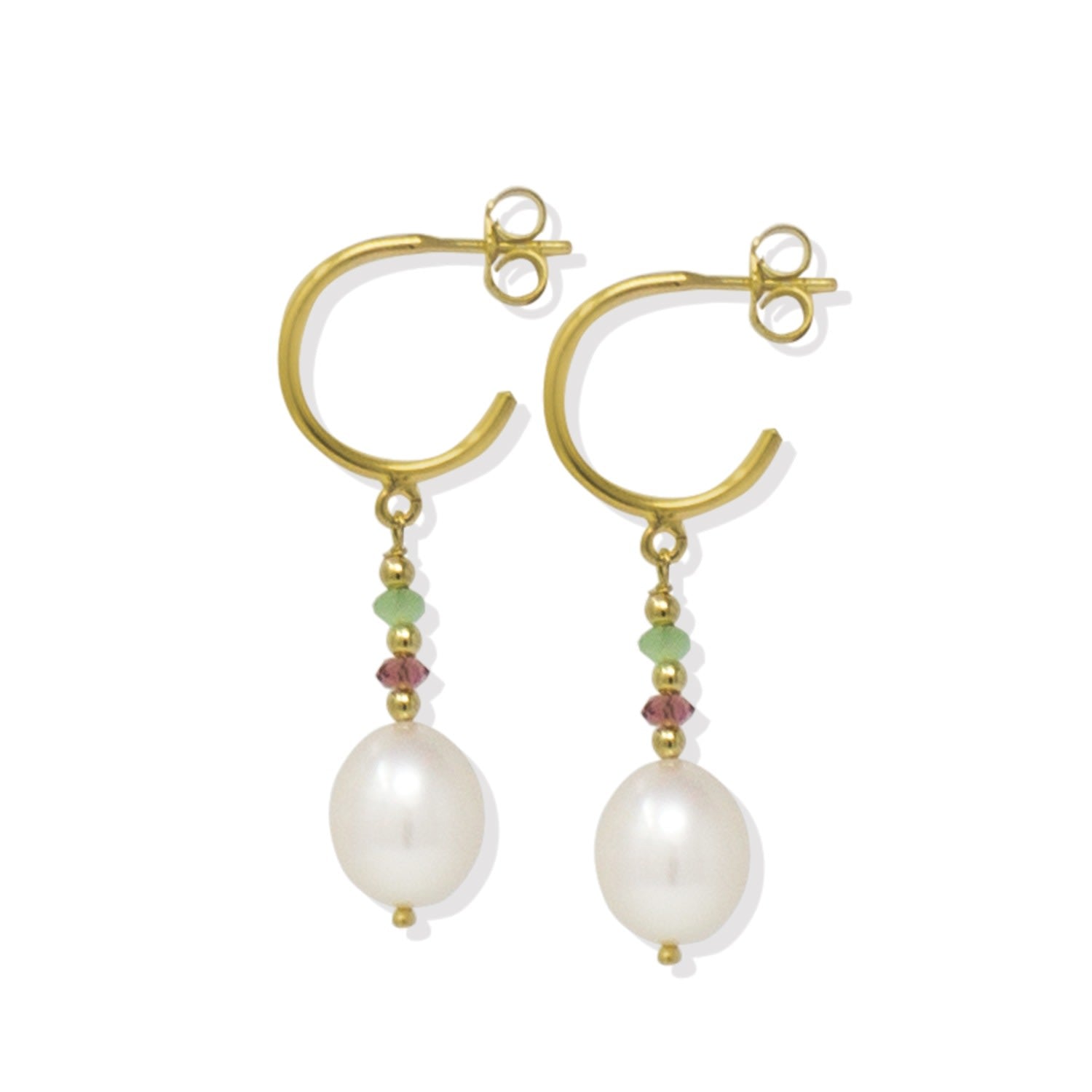 Seas & Sparks Green Pink Hoop Earrings