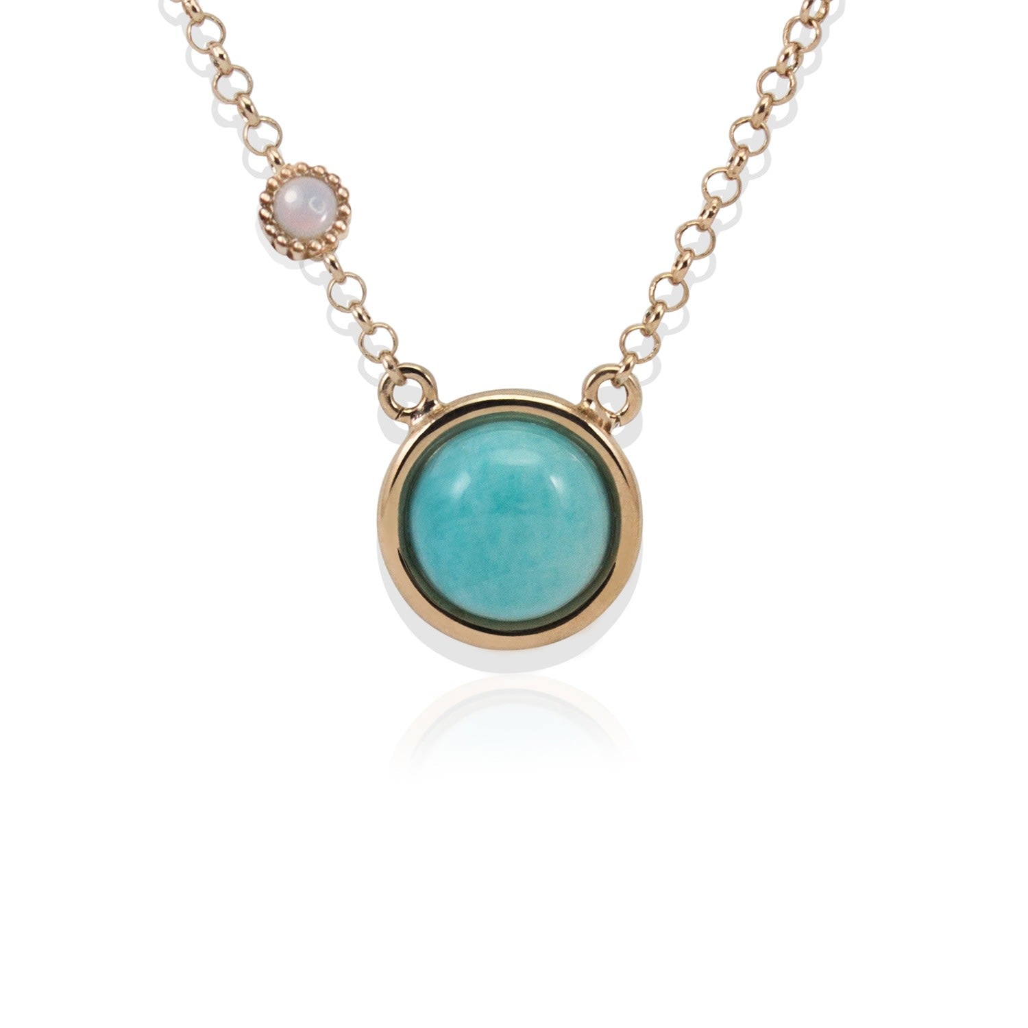 Satellite Rose Gold Vermeil Amazonite & Opal Necklace