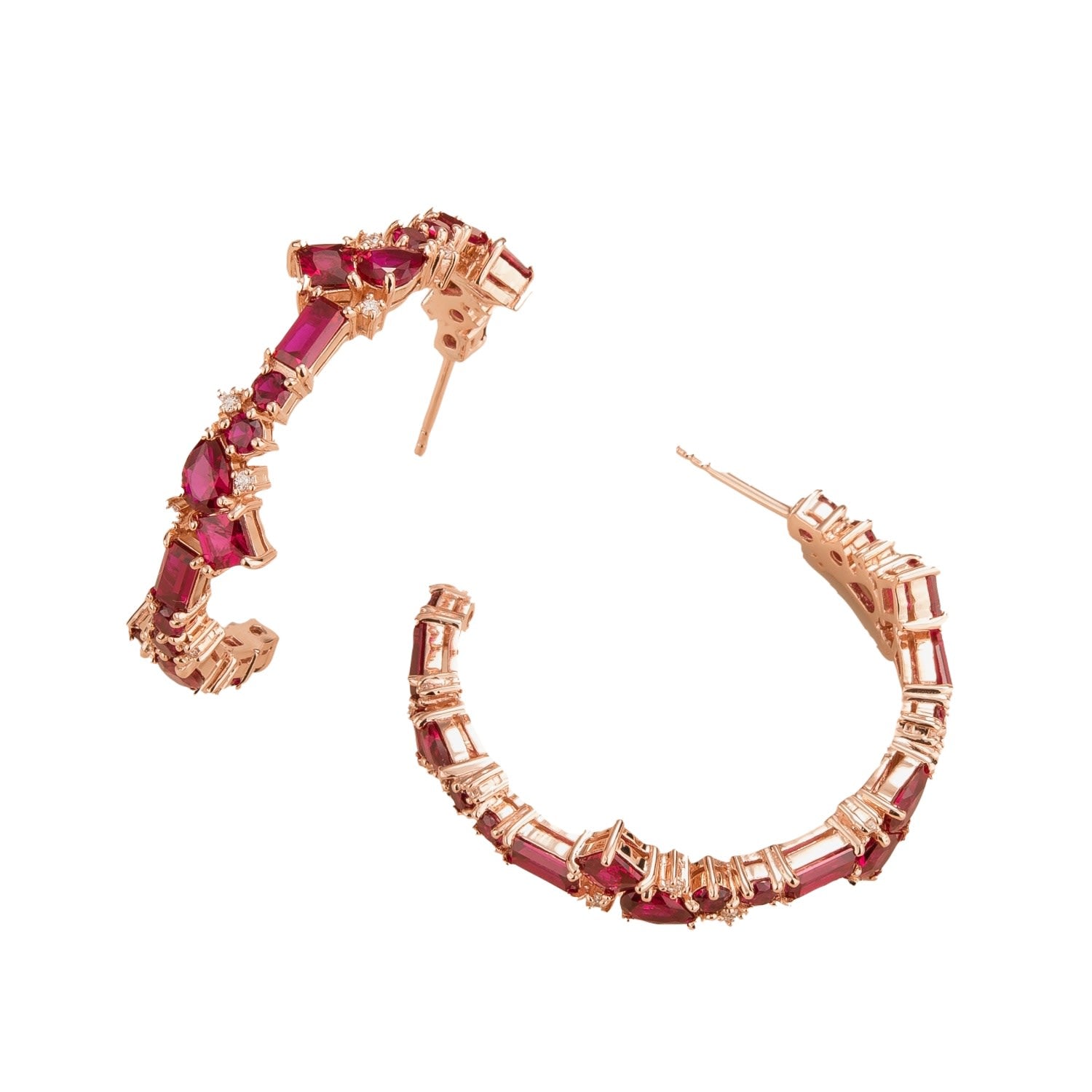 Ruby And Diamond Rose Gold Lanna Earrings