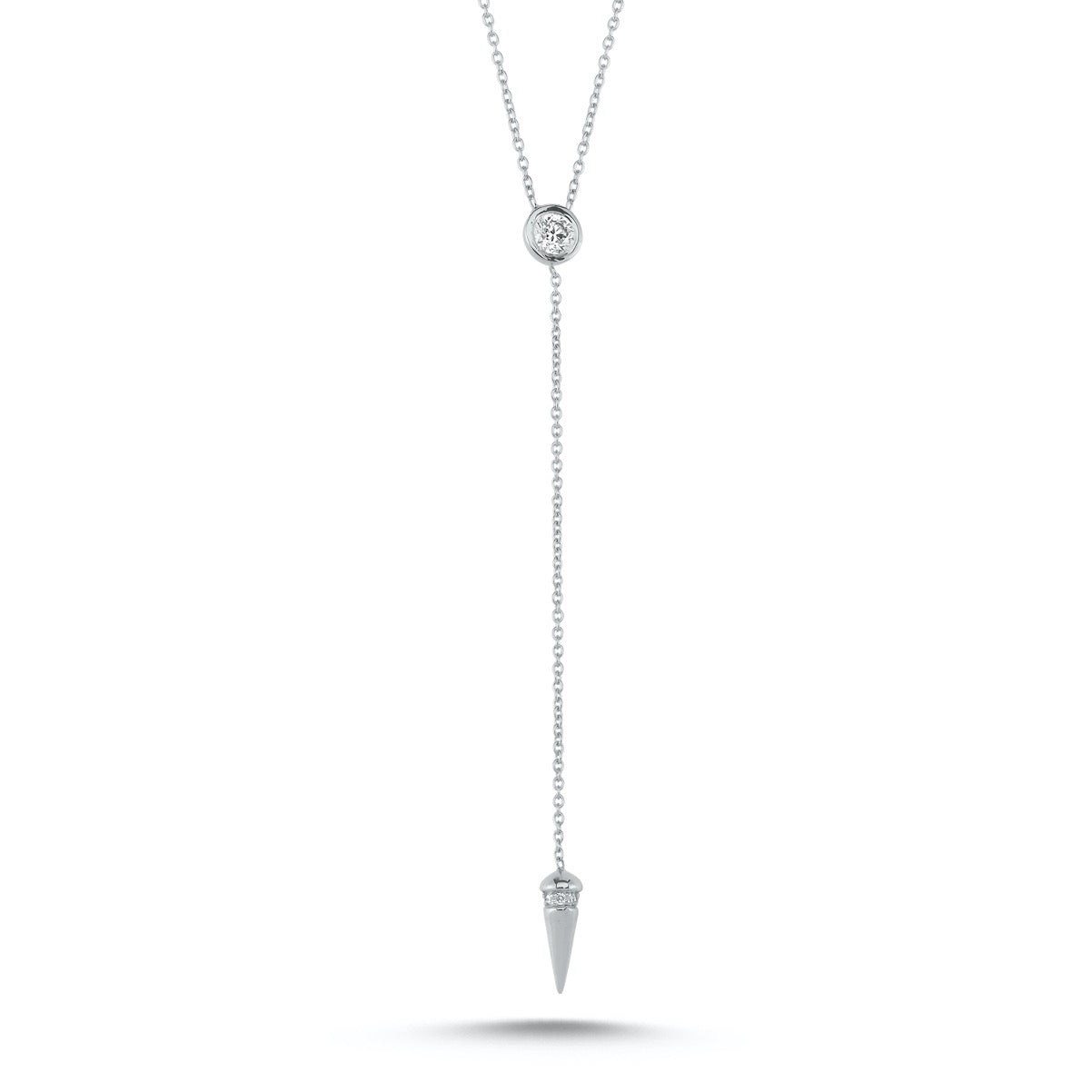 Solitaire Diamond, Cone Detail Necklace