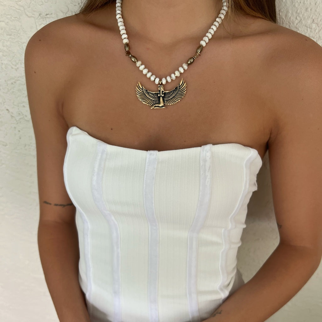 White Isis Goddess Necklace -White
