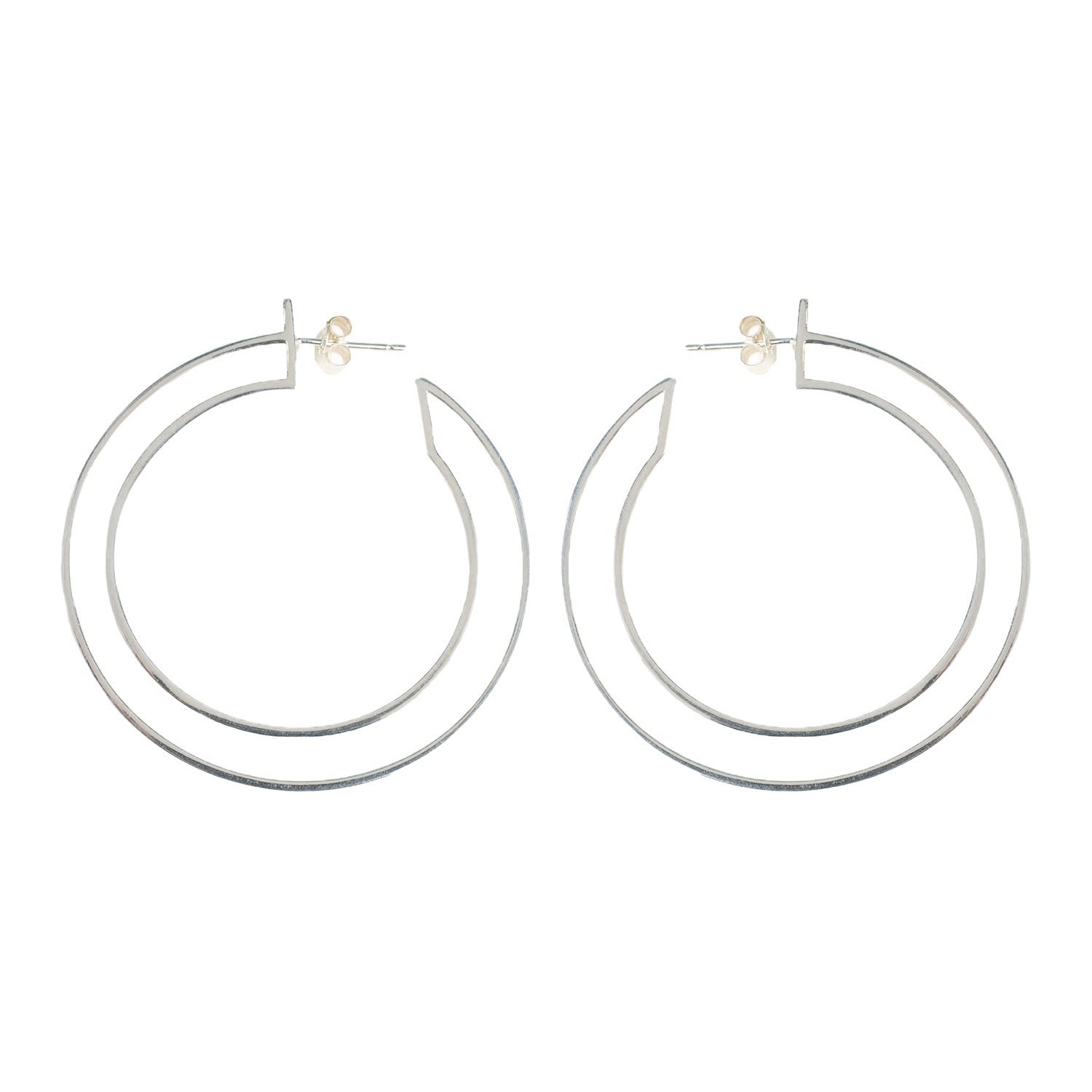Large Double Hoops - Silver