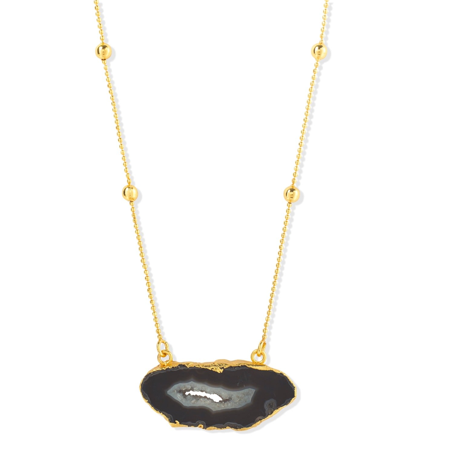 Gold Vermeil Black Crystal 'My First Love' Gemstone Necklace